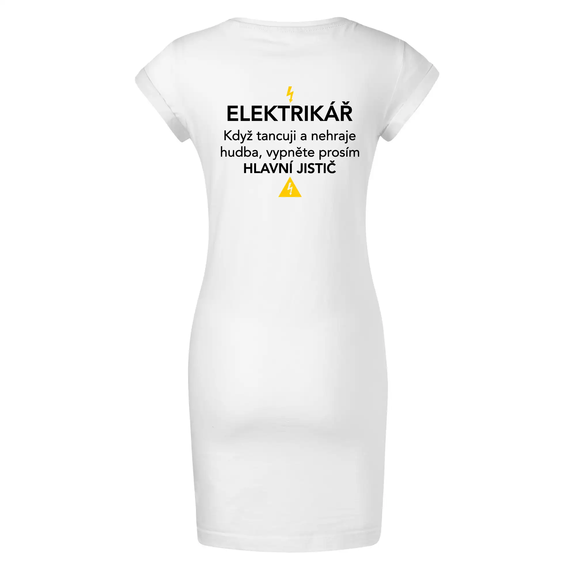 Elektrikář - hlavní jistič - Nápis na zádech