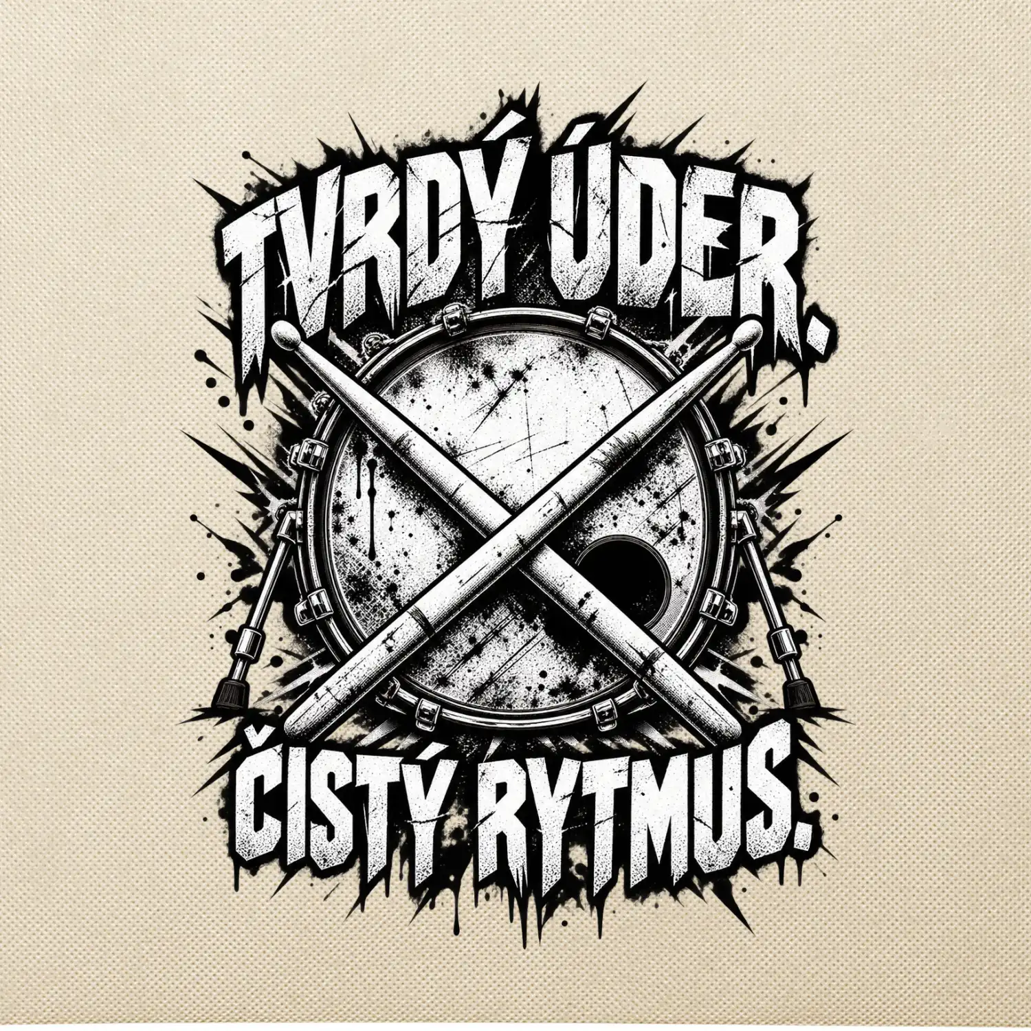 Tvrdý úder čistý rytmus - černobílé zkřížené paličky