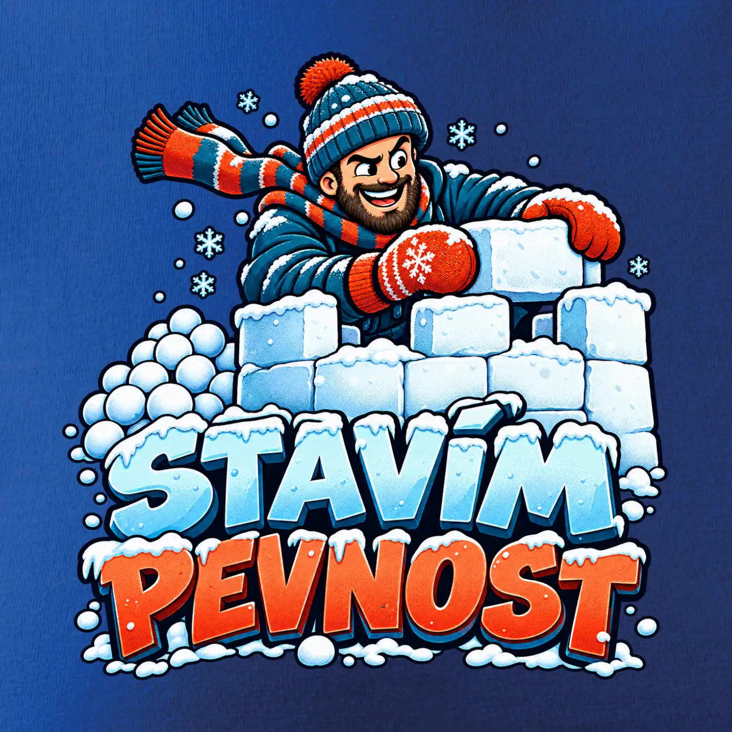 Rodinná vánoční trička - Stavím pevnost táta sněhová bitva