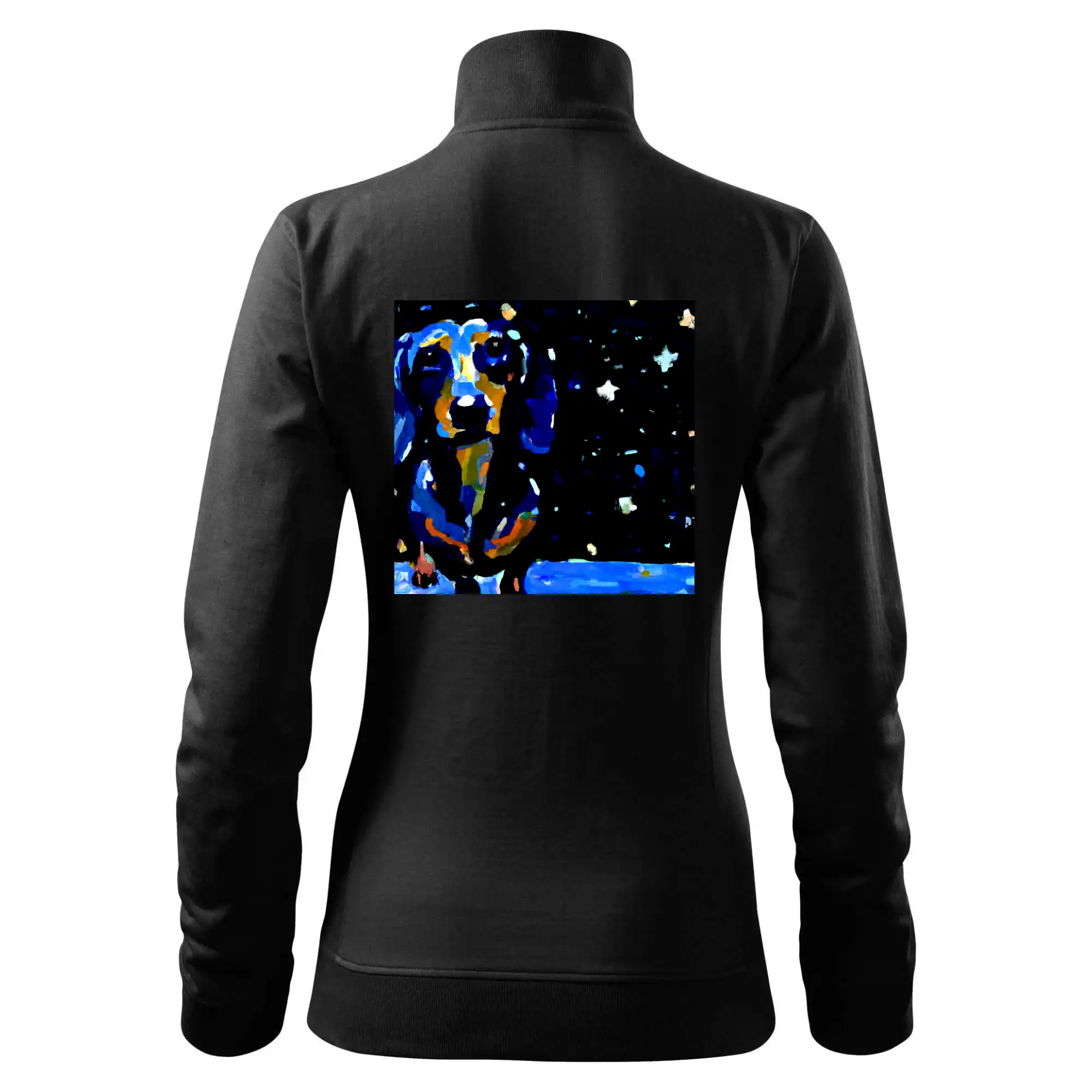 Jezevčík a noční obloha - olejová malba