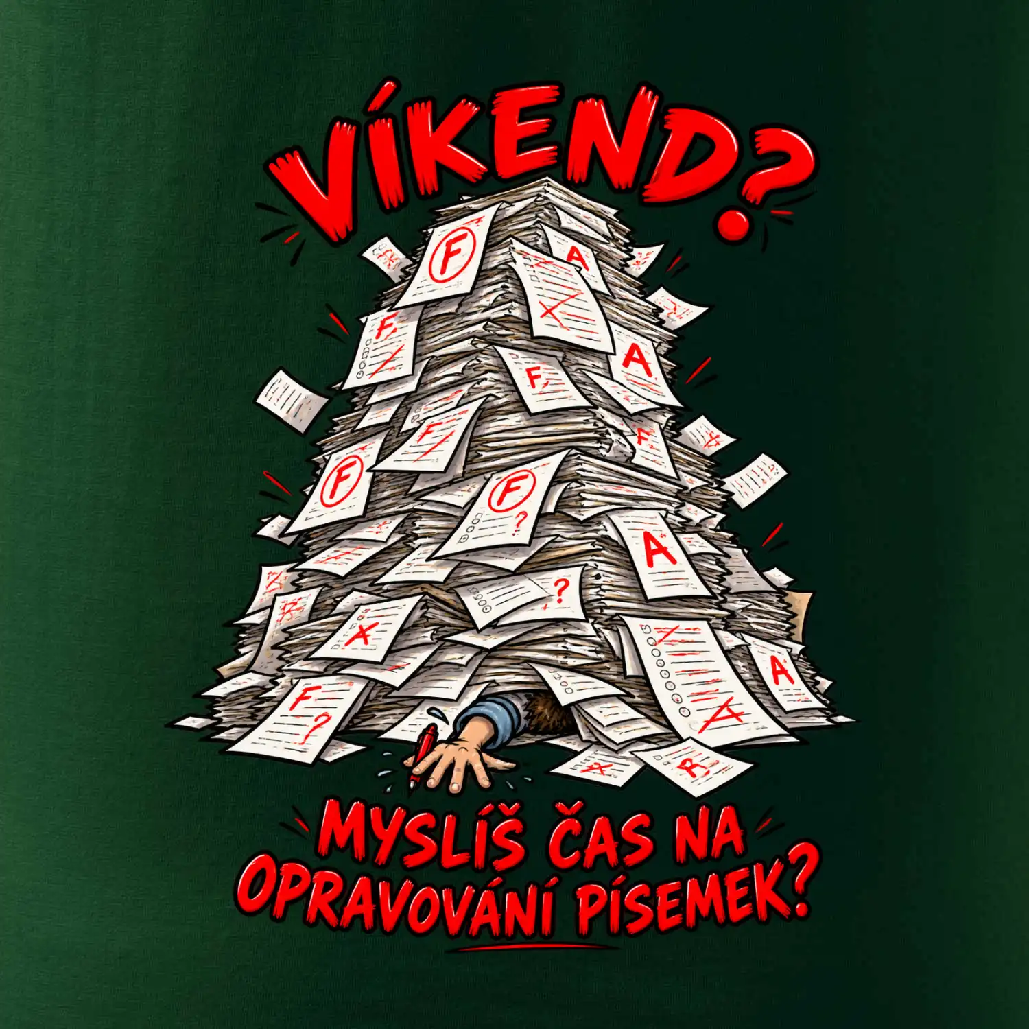 Víkend učitele pod hromadou písemek k opravě