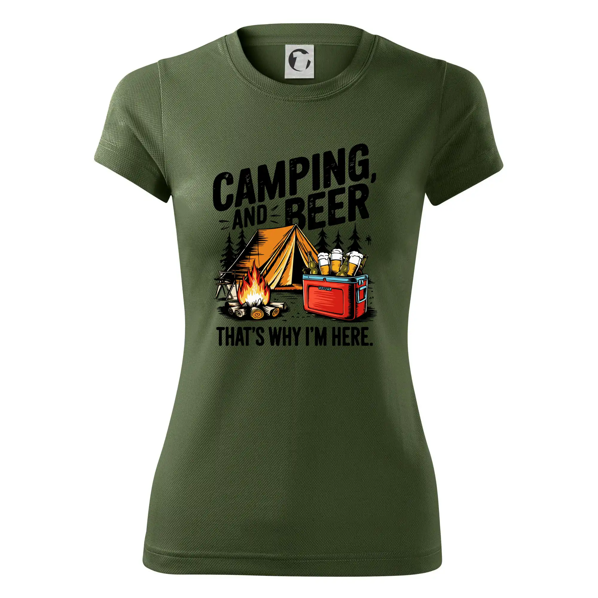 Černý nápis nápis Camping and beer