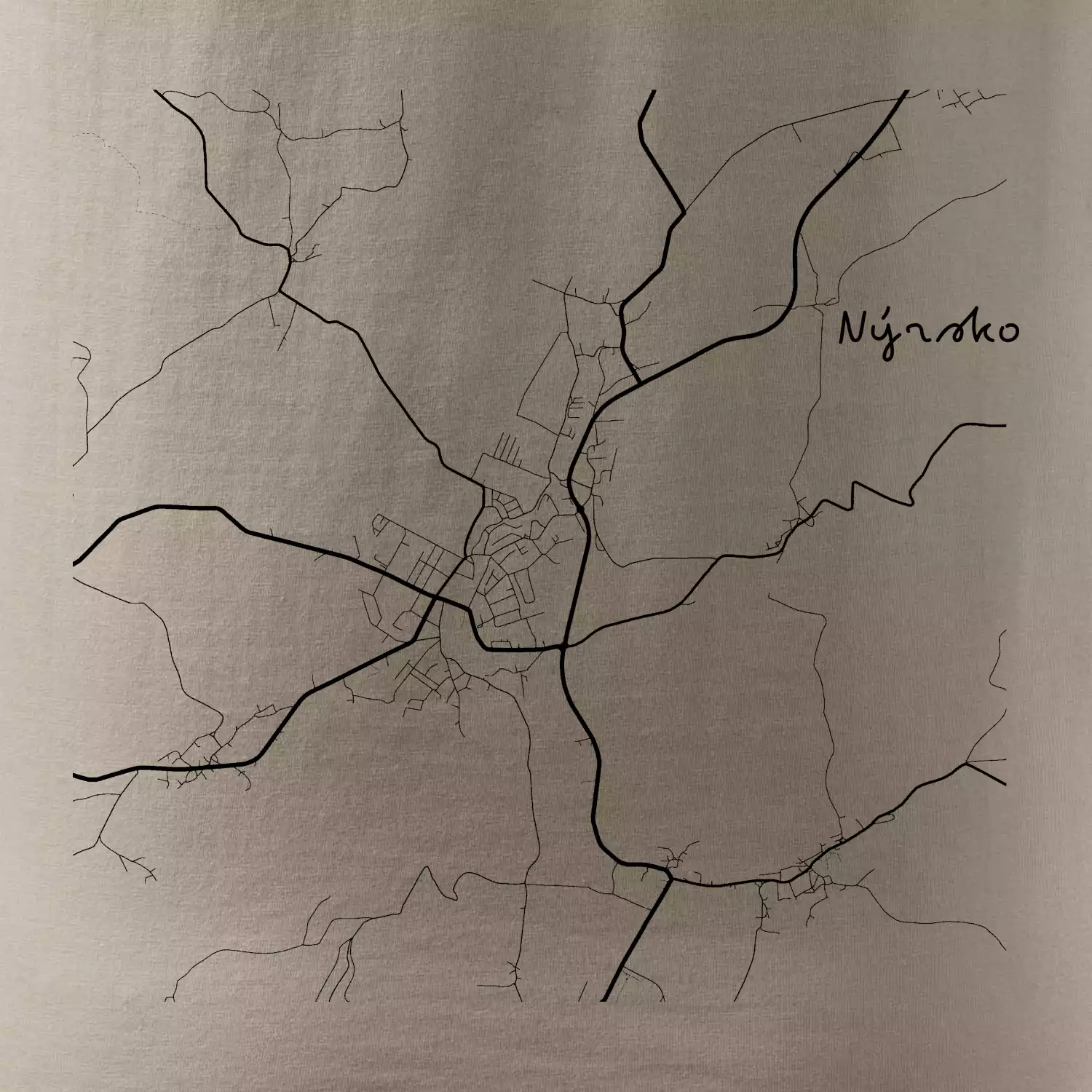 Černobílá mapa Nýrsko  340 22