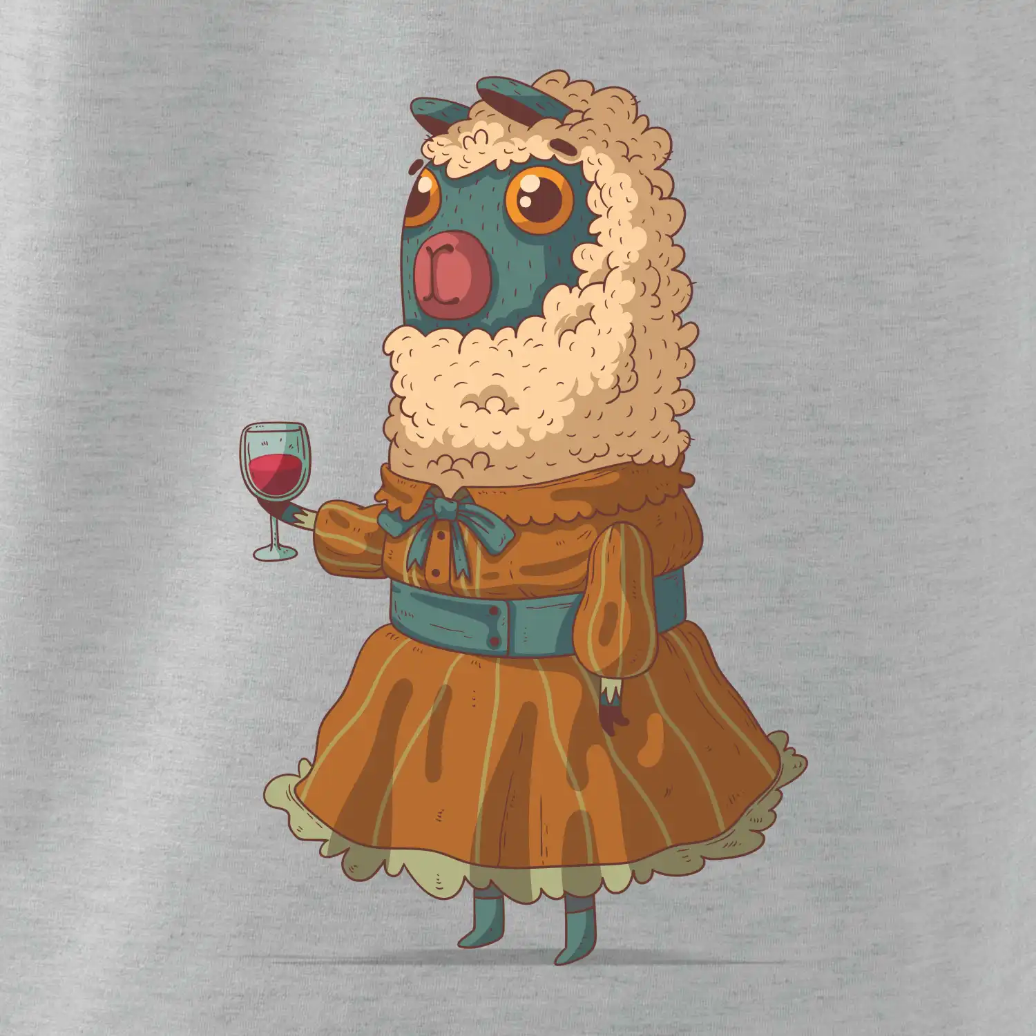 Alpaka s vínem žena