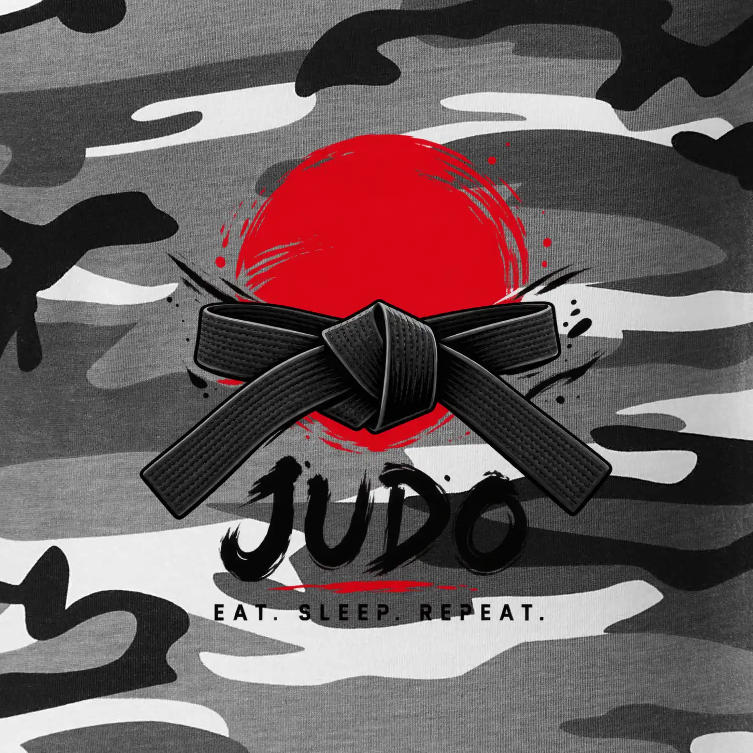 Judo černý pás a červené slunce eat sleep repeat