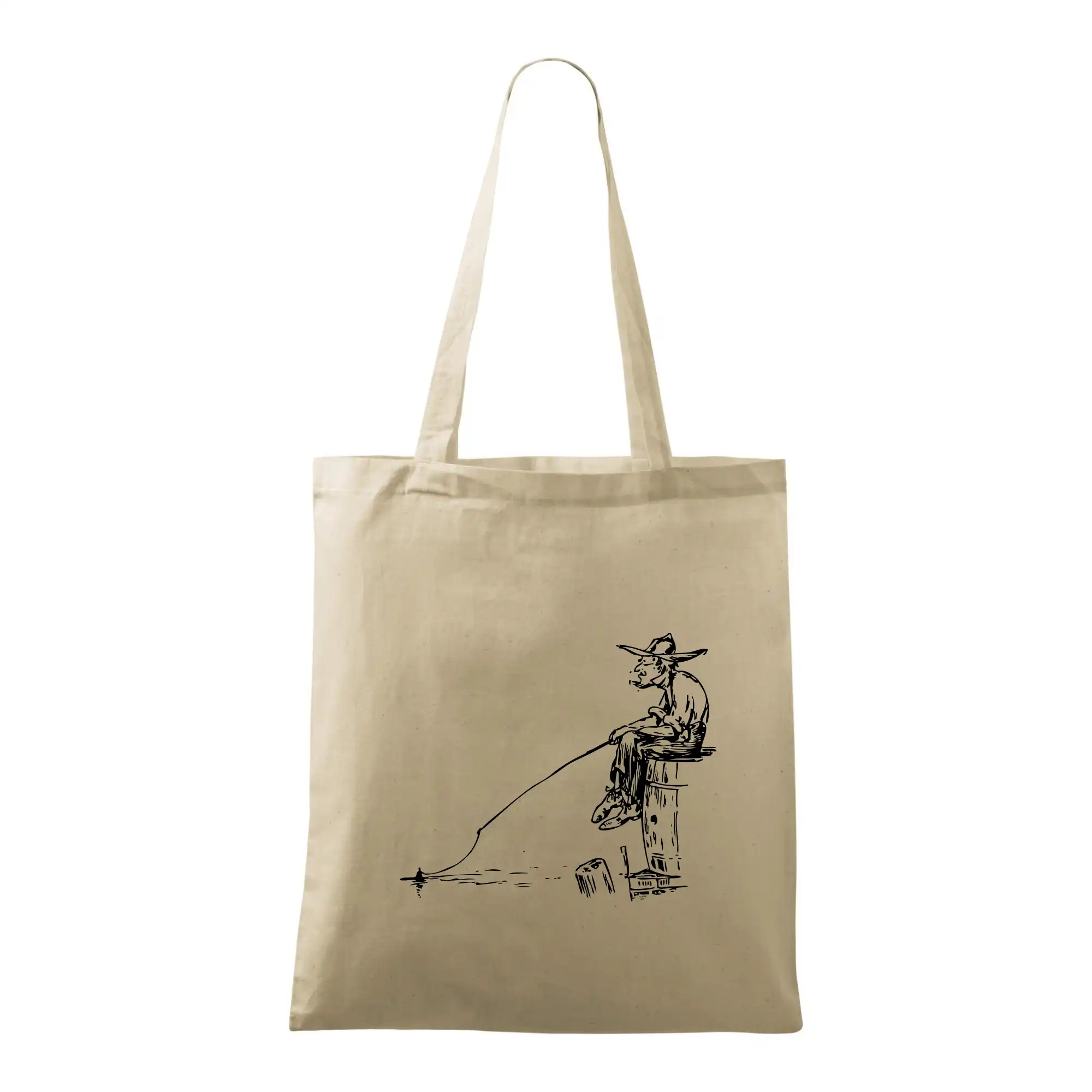 Kreslený rybář na pařezu