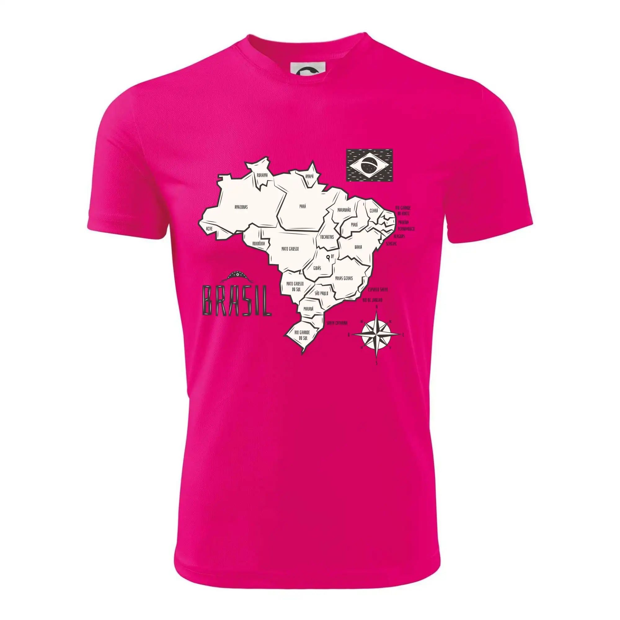 Brazílie mapa s názvy regionů