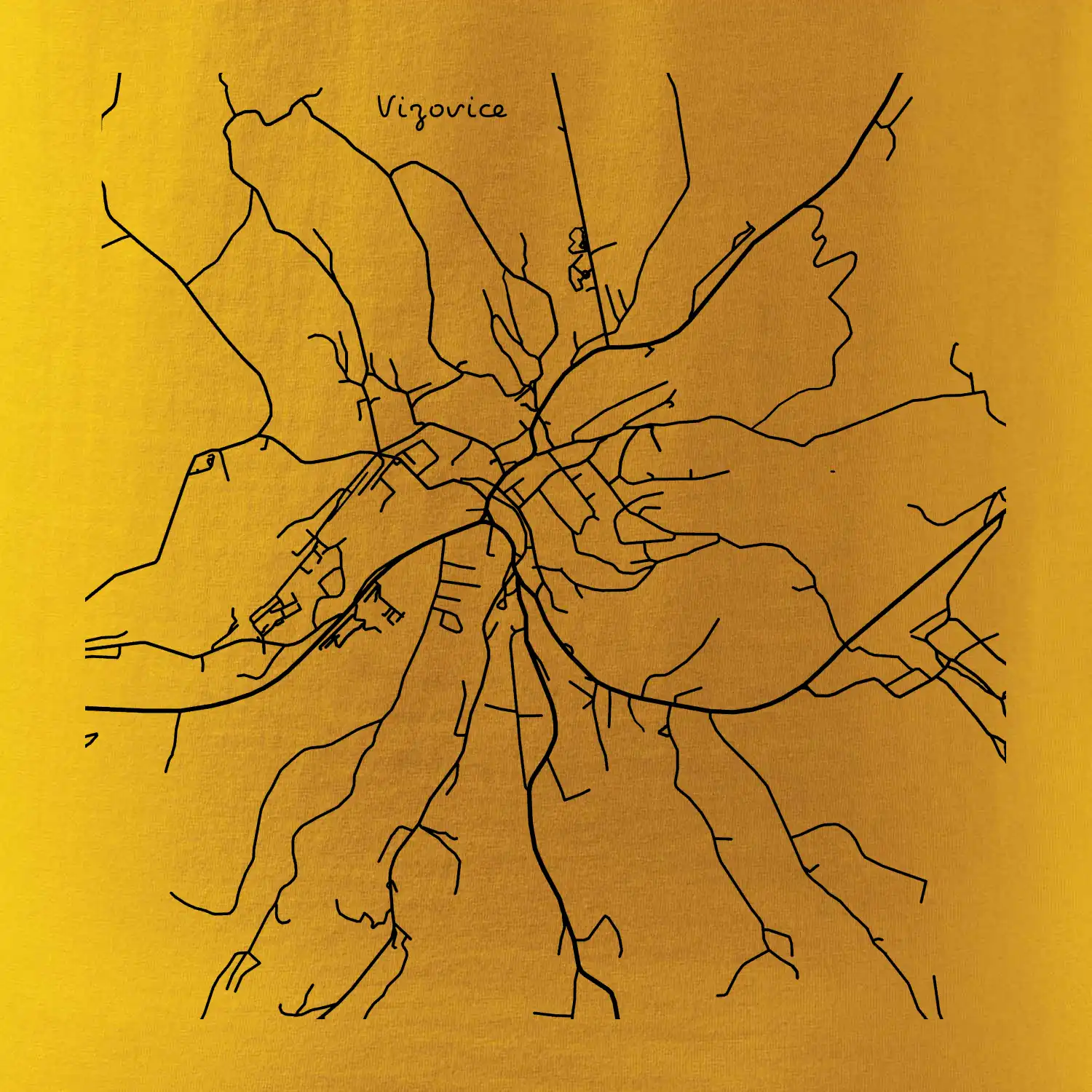 Černobílá mapa Vizovice