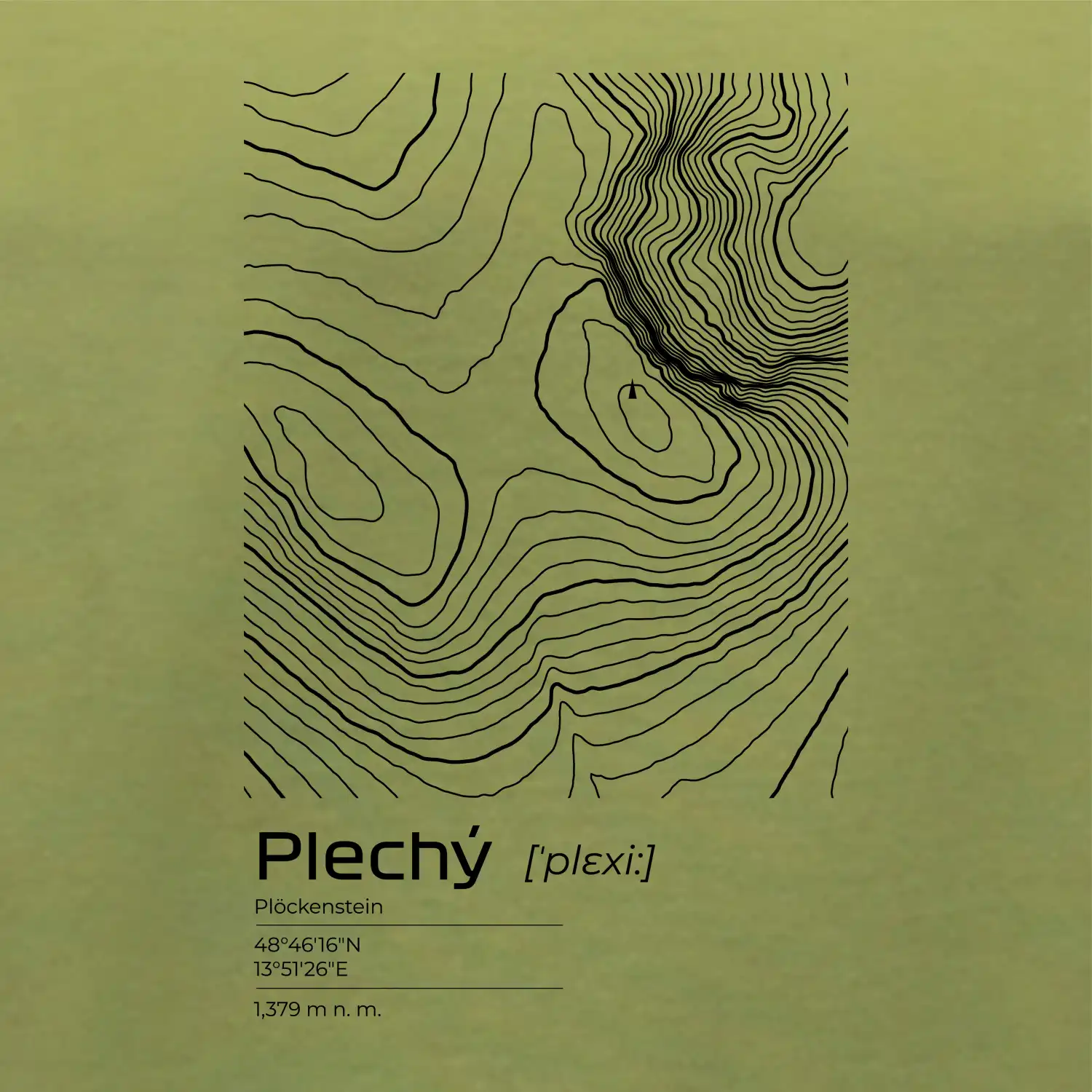 Plechý - vrstevnice v obdélníku