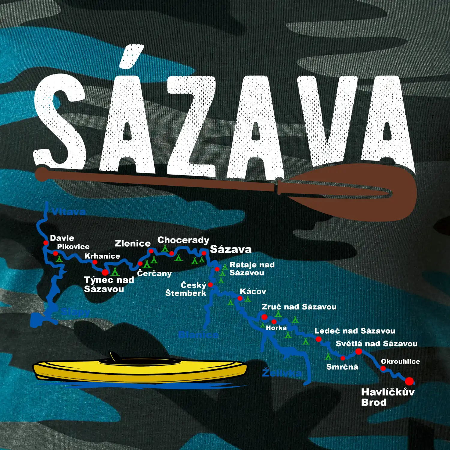 Mapa řeky Sázavy