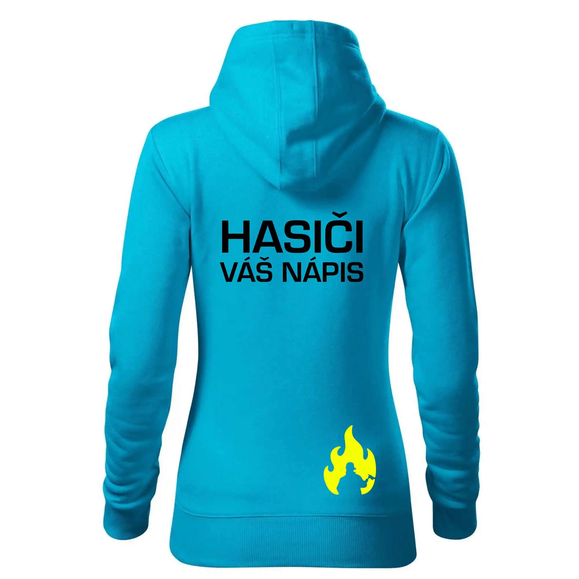 Hasič stojící - nápis hasiči - Velký nápis  na zádech