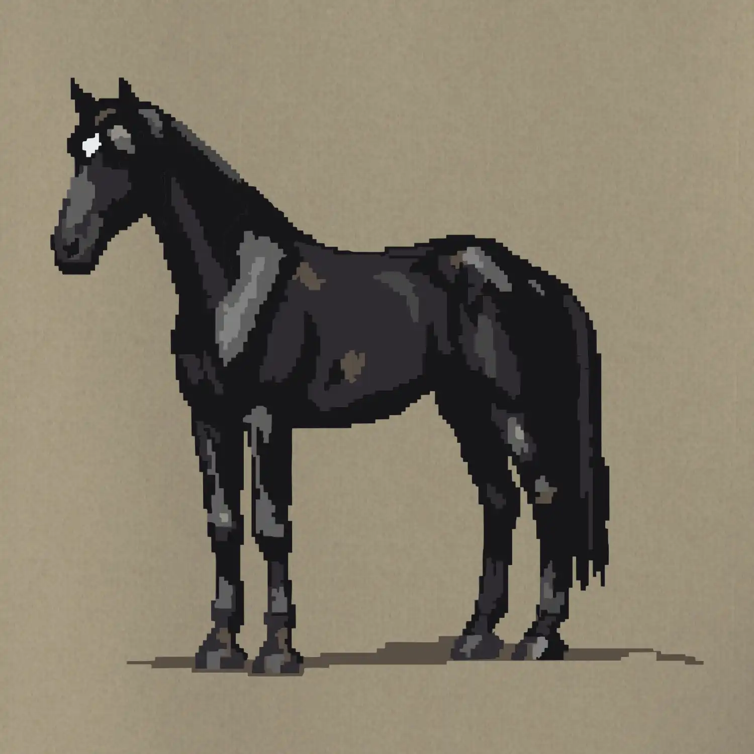 Černý kůň pixel