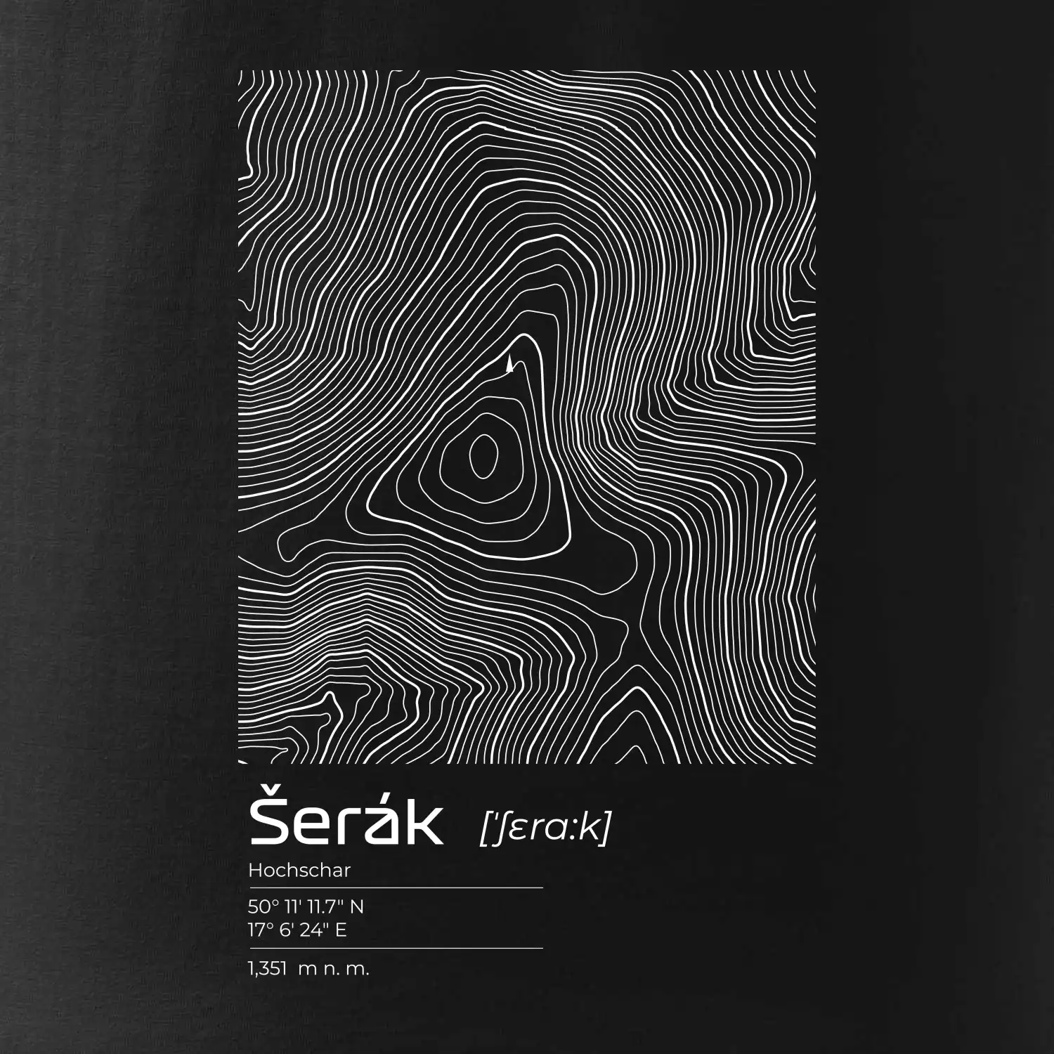 Šerák - vrstevnice v obdélníku