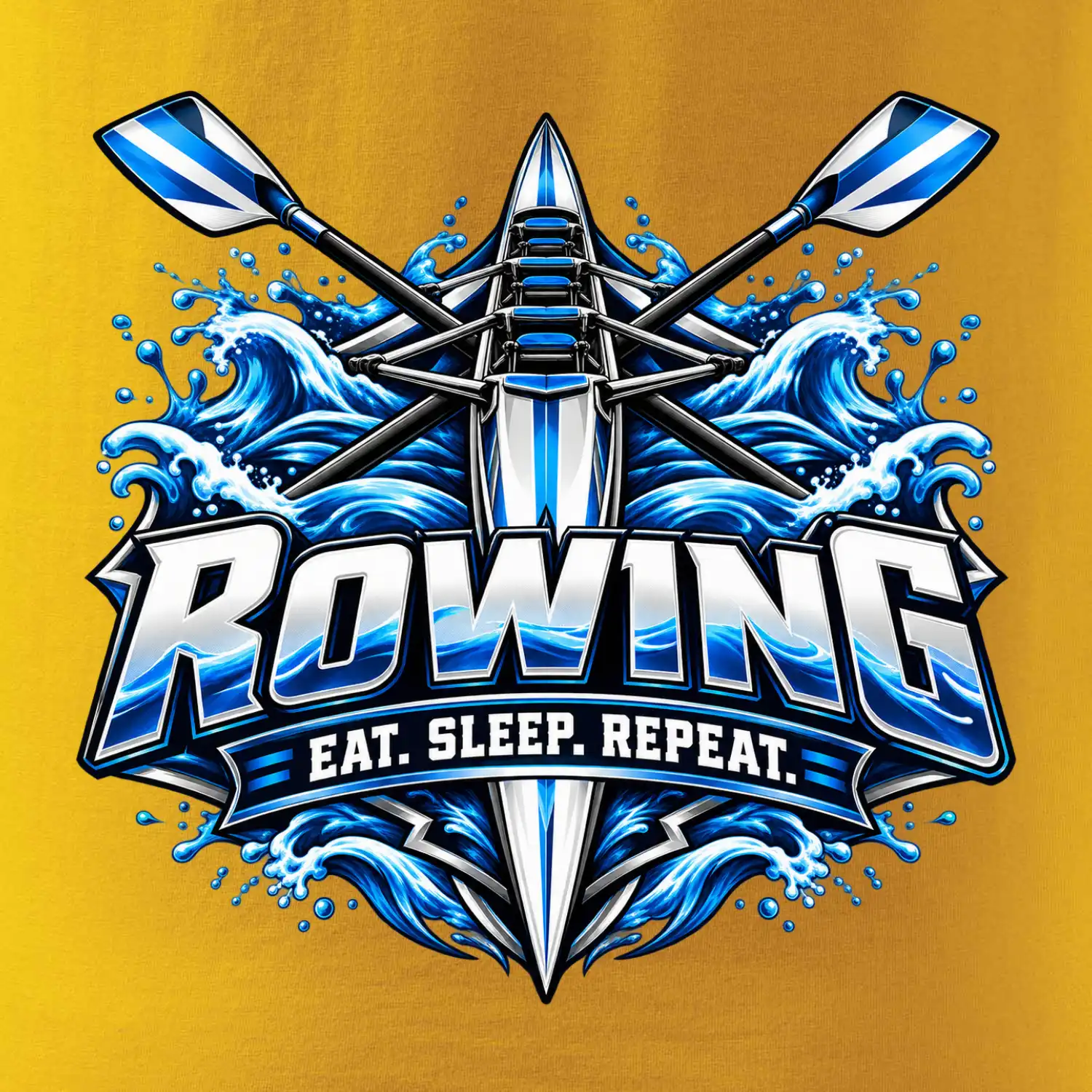 Veslařská loď se zkříženými vesly eat sleep repeat