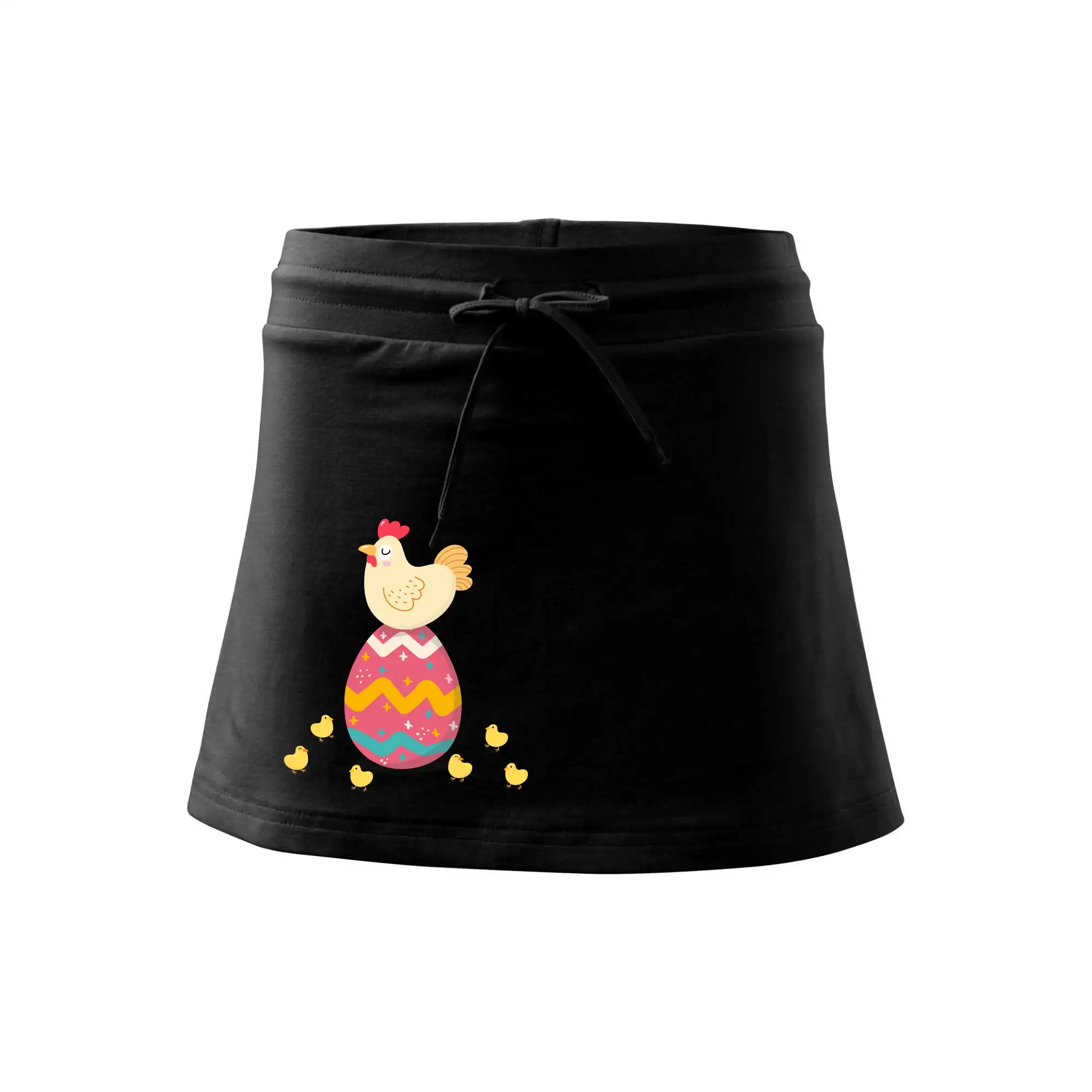 Slepice sedící na velikonočním vejci