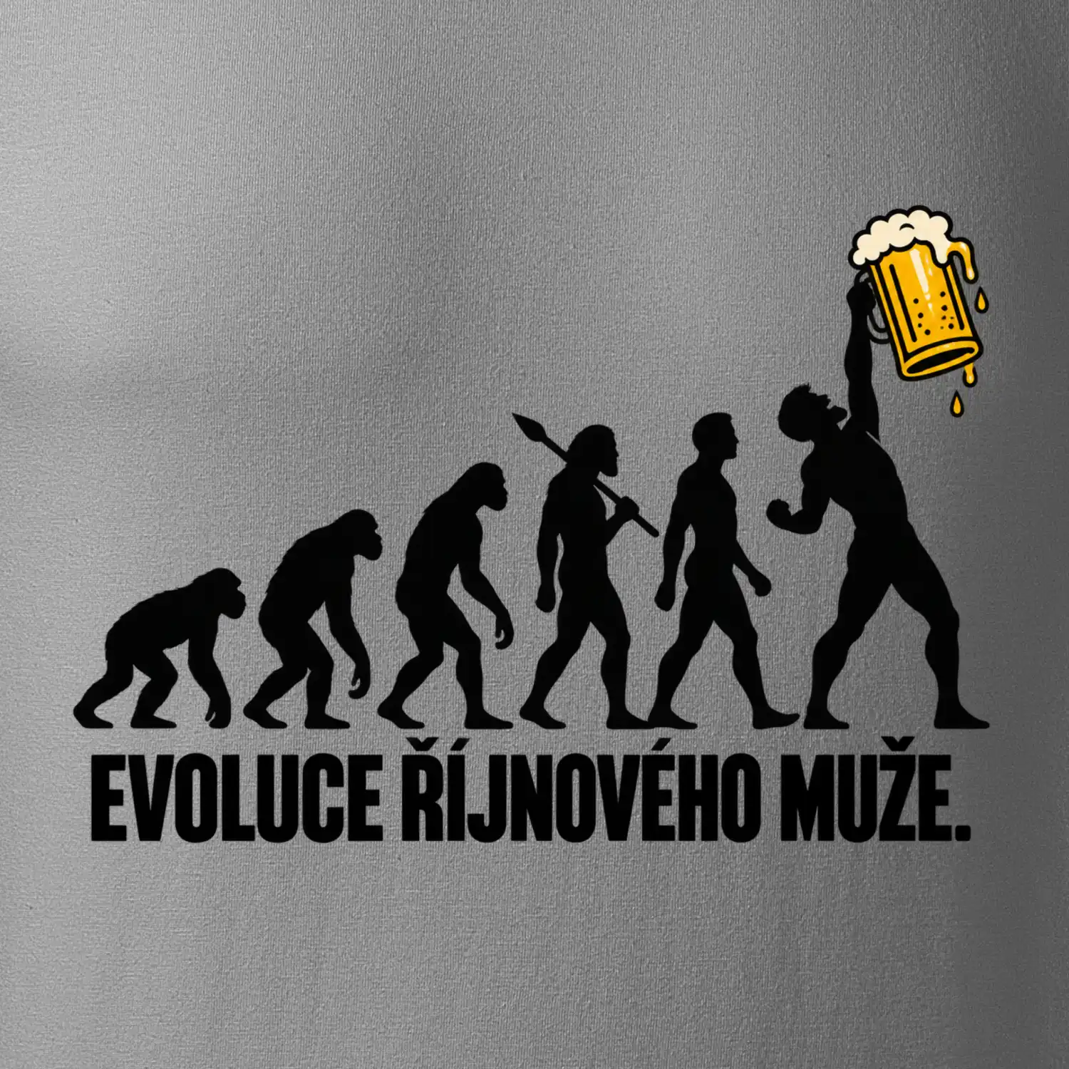 Evoluce říjnového muže s velkým půllitrem piva