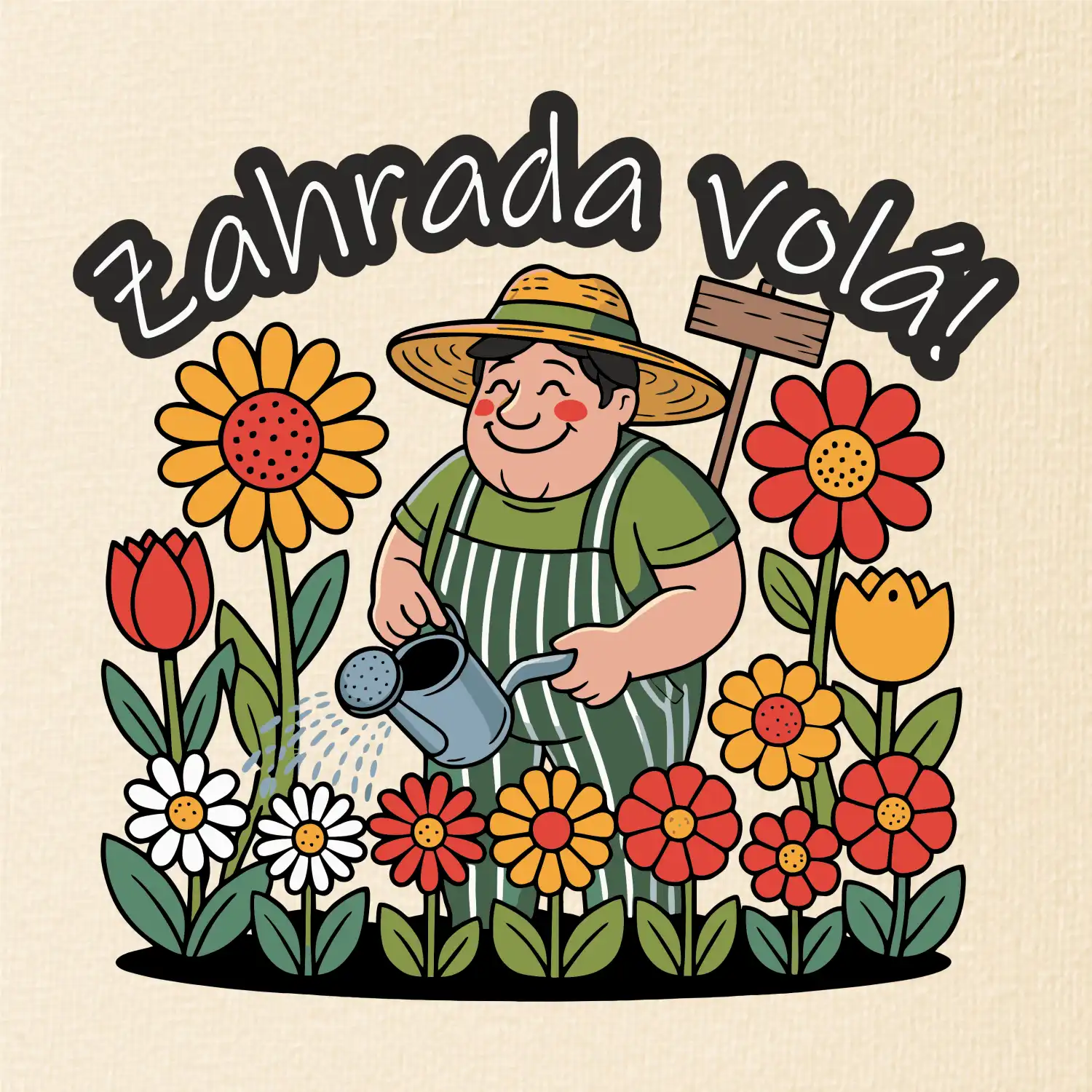 Zahrada volá - zahradník a slunečnice