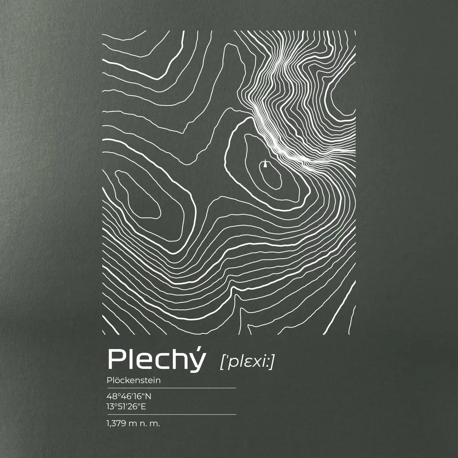 Plechý - vrstevnice v obdélníku