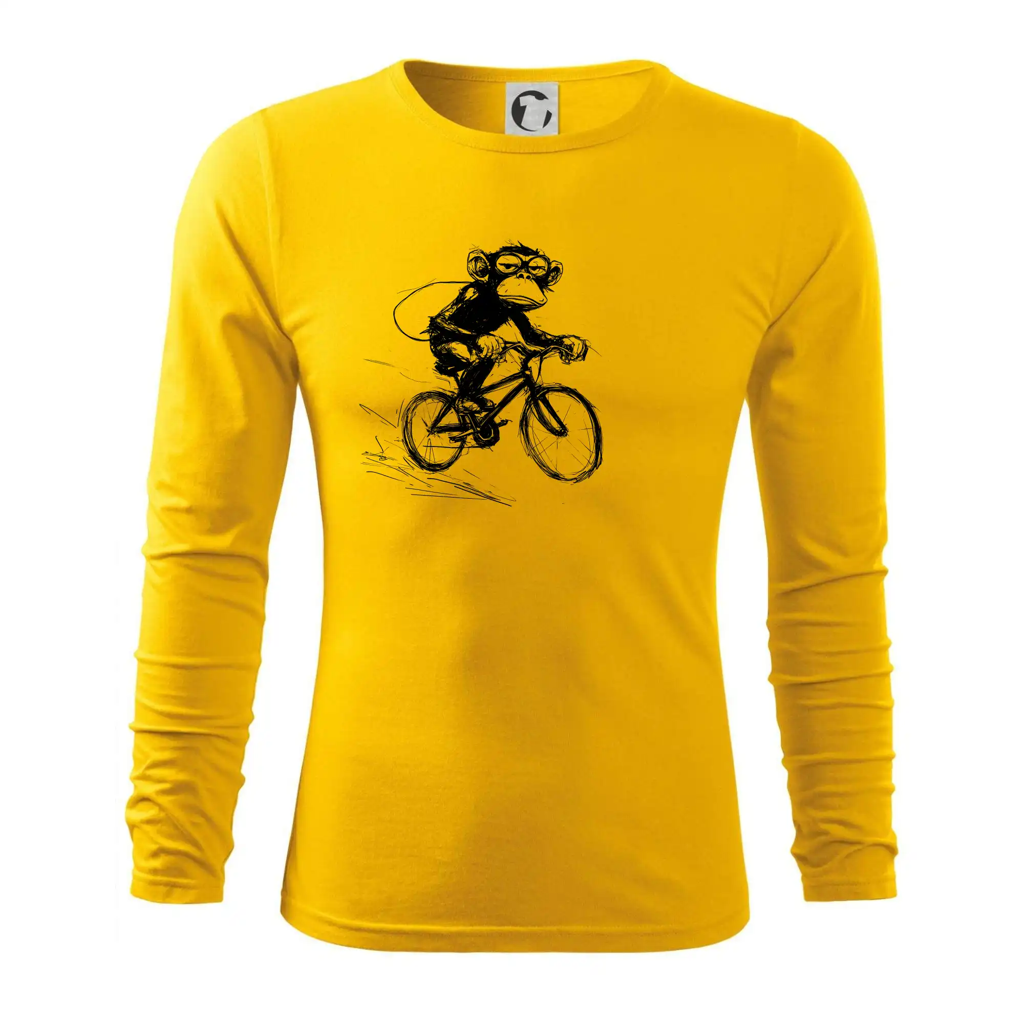 Opice s batohem na kole