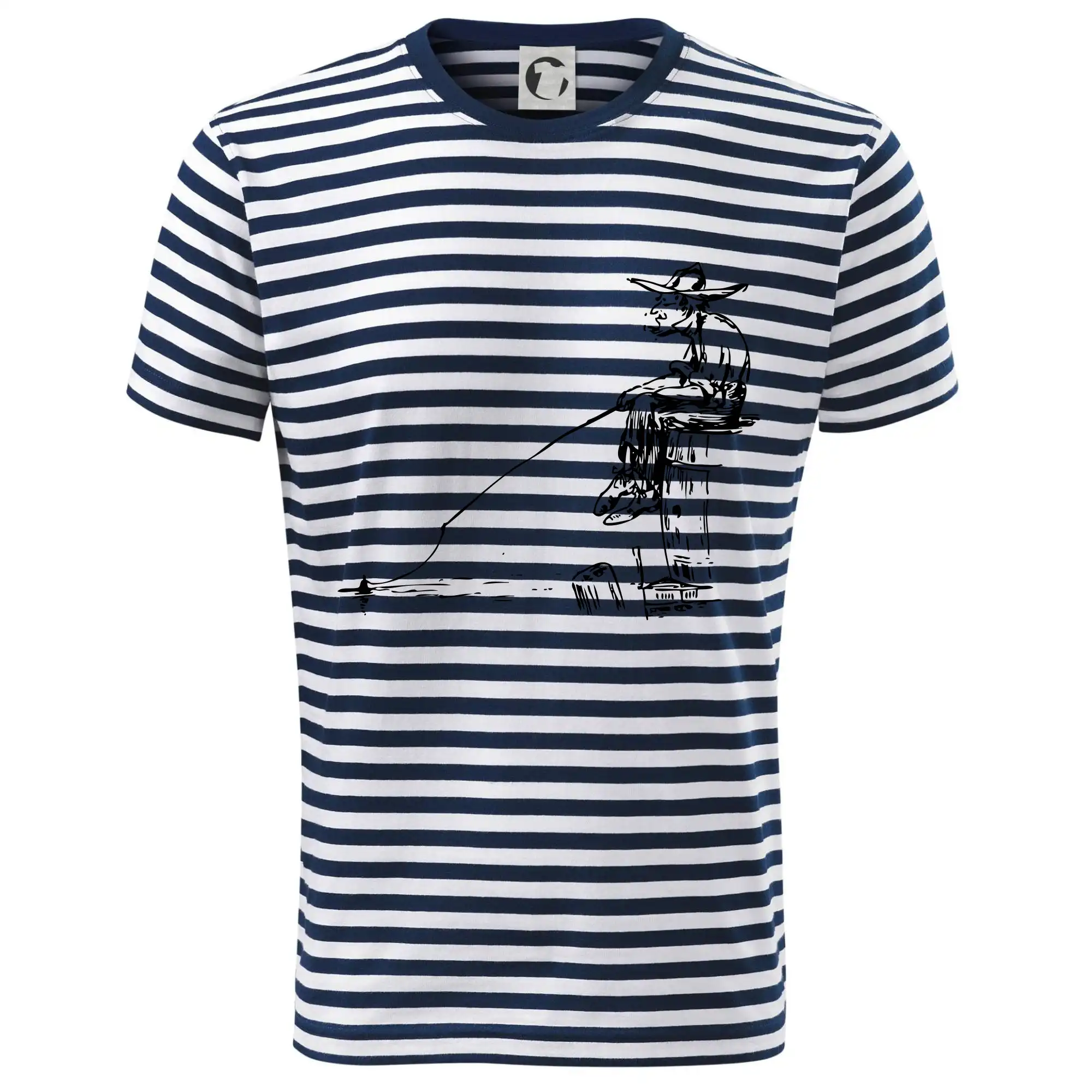 Kreslený rybář na pařezu