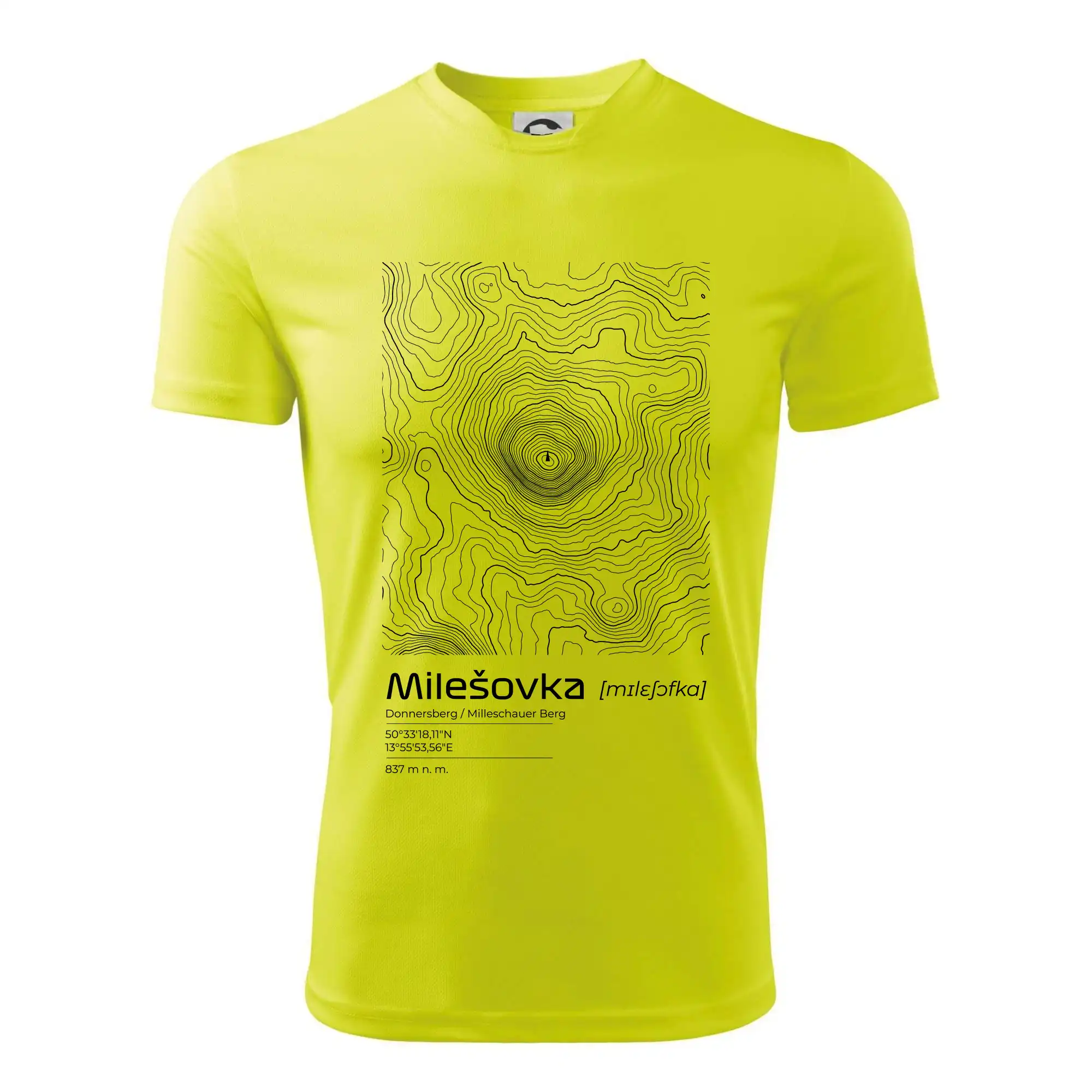 Milešovka - vrstevnice v obdélníku