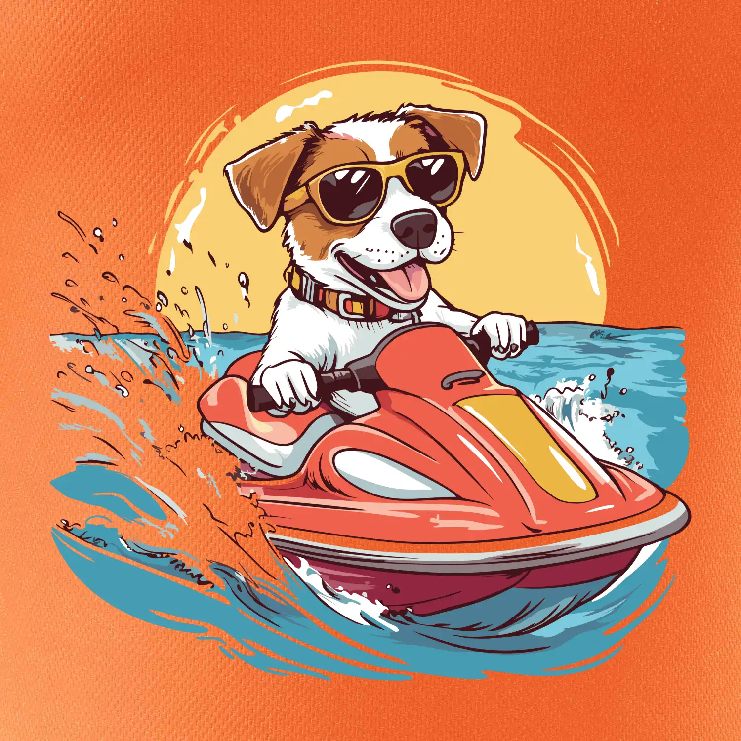 Jack russell teriér na vodním skútru
