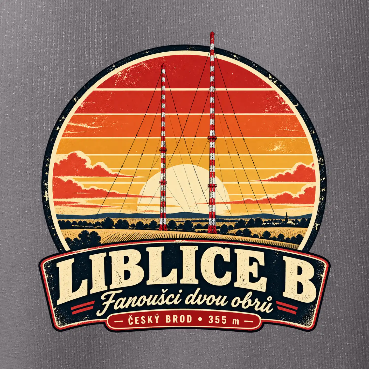Liblice B retro odznak dvou vysílačů