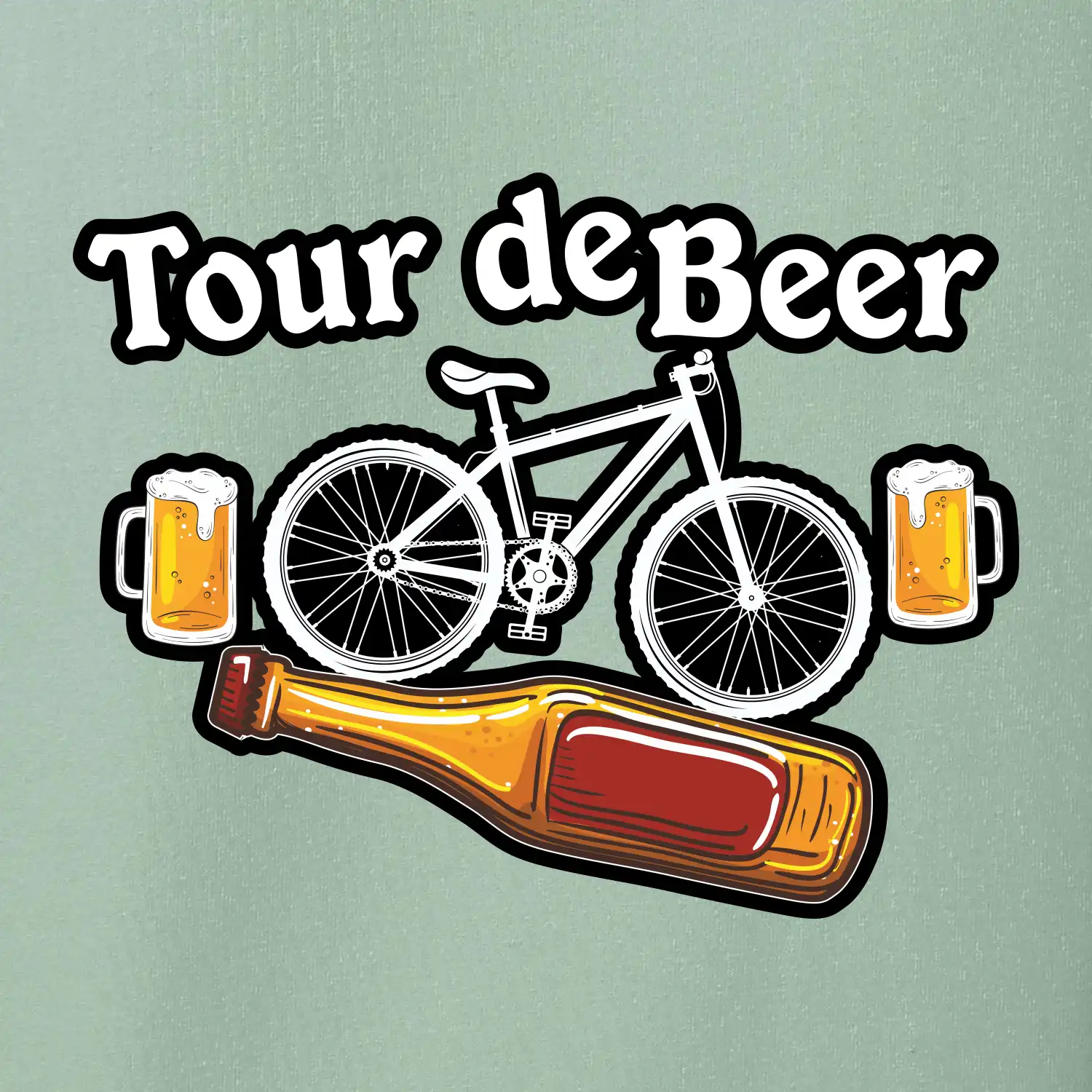 Tour de beer - kolo - pivo a nápis na zádech