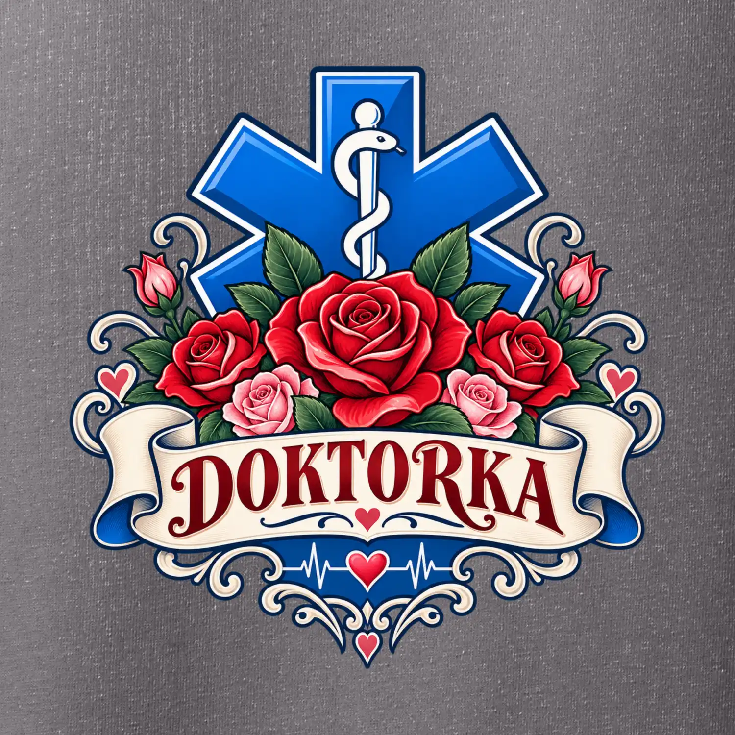 Doktorka - kříž a růže