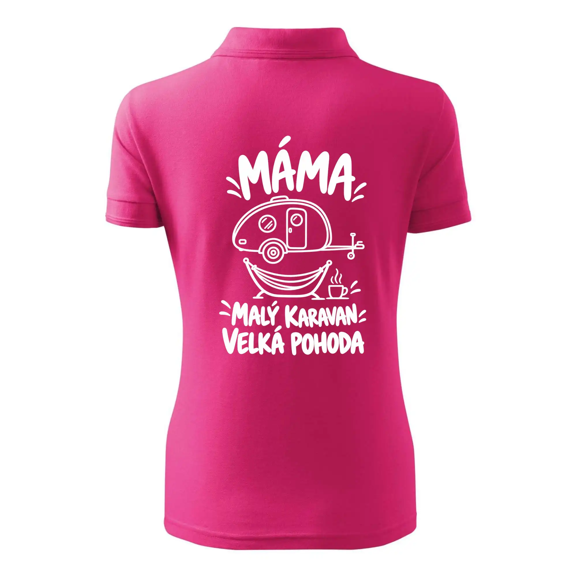 Máma malý karavan velká pohoda bílý linkový potisk