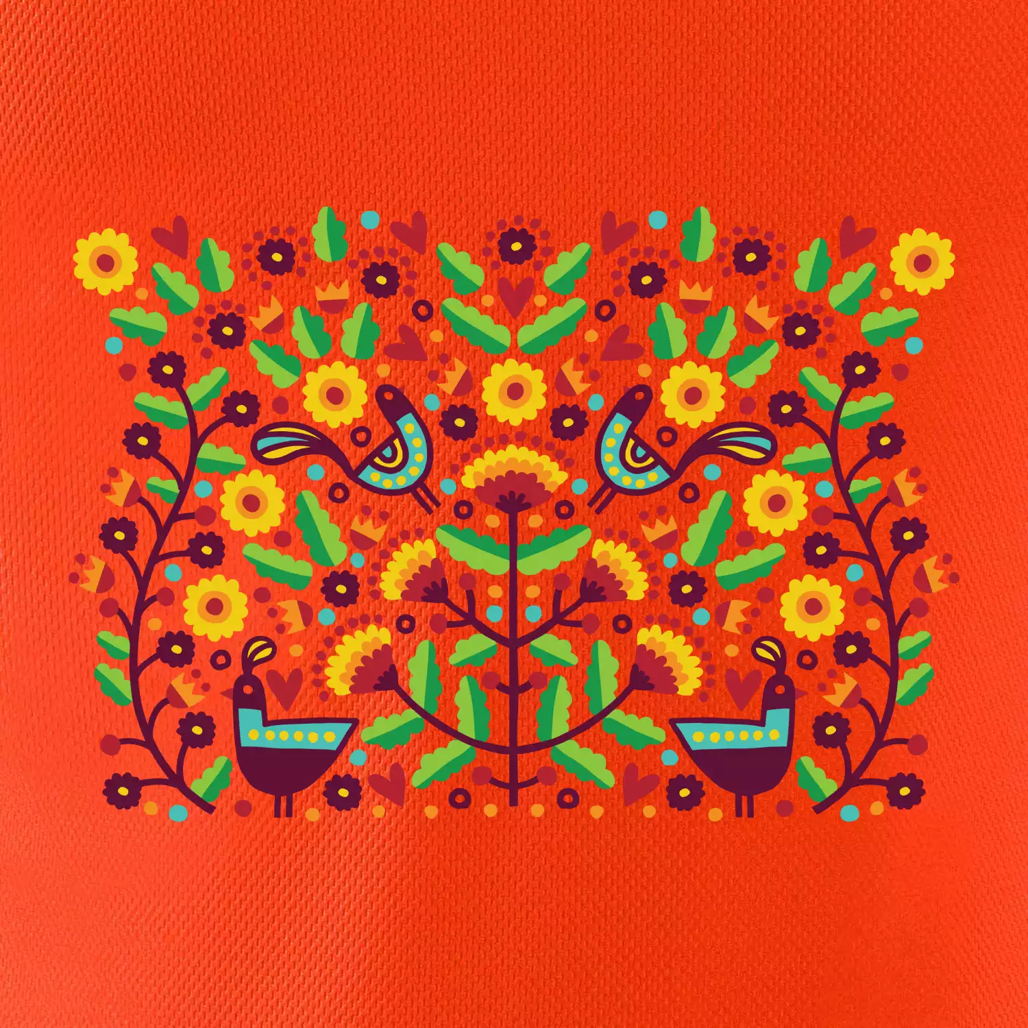 Folklor - barevně kvetiny obdélník