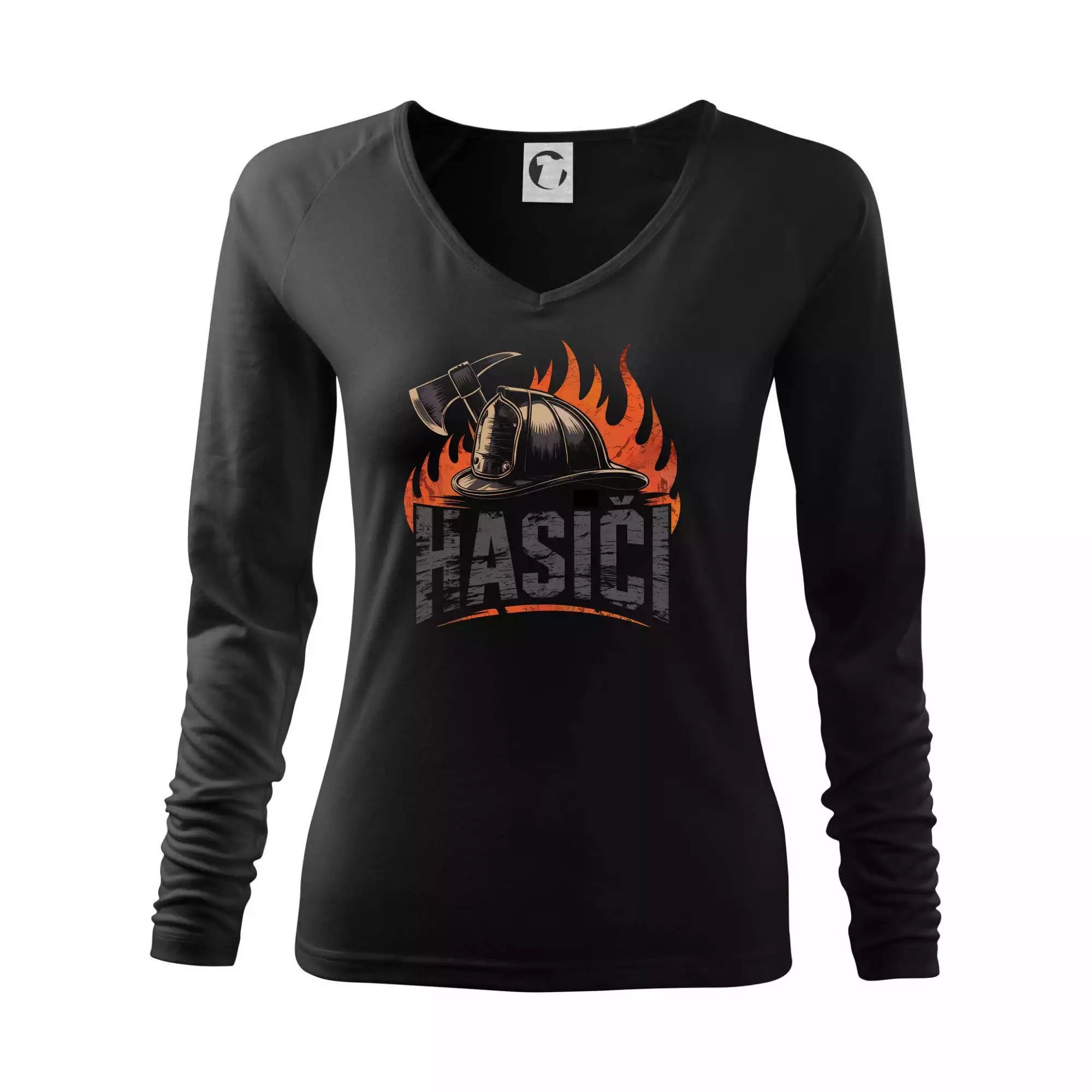 Nápis Hasiči, helma a oheň