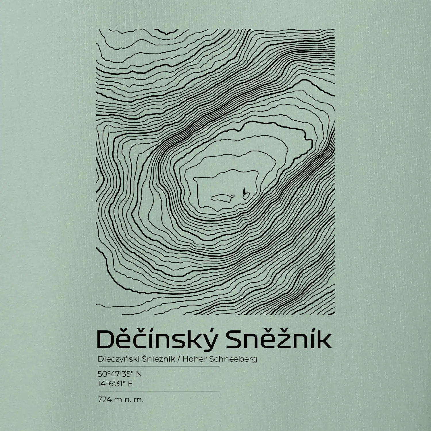 Děčínský Sněžník - vrstevnice v obdélníku