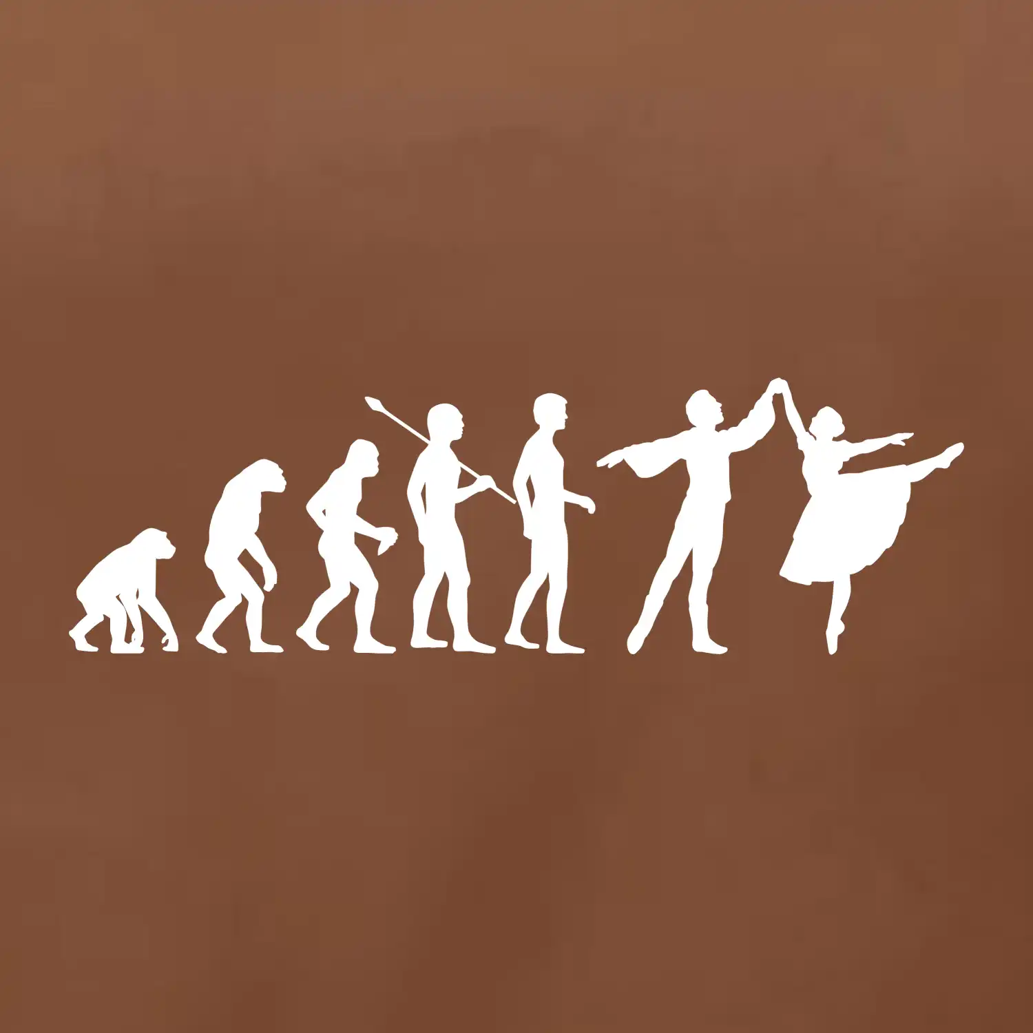 Evoluce tanec - muž a žena se sukní