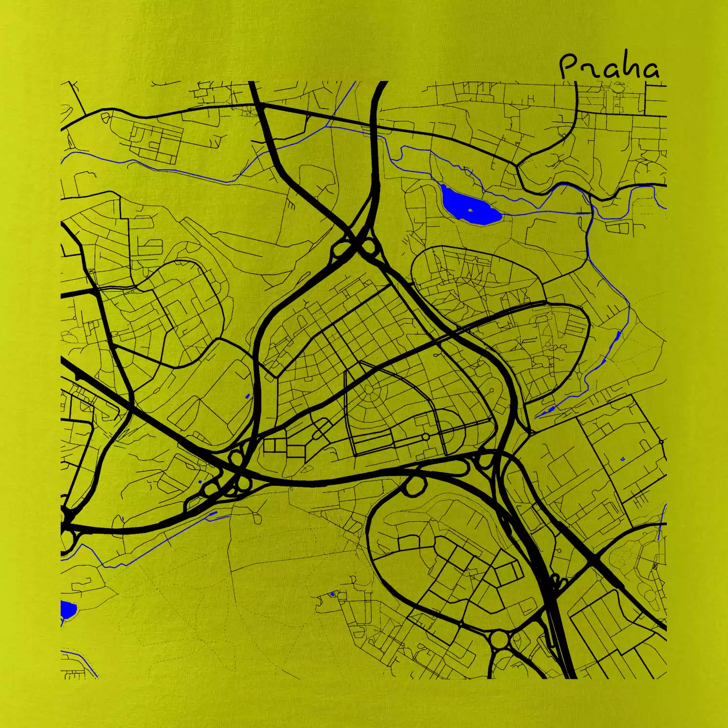 Praha - 14100 mapa s vodními toky