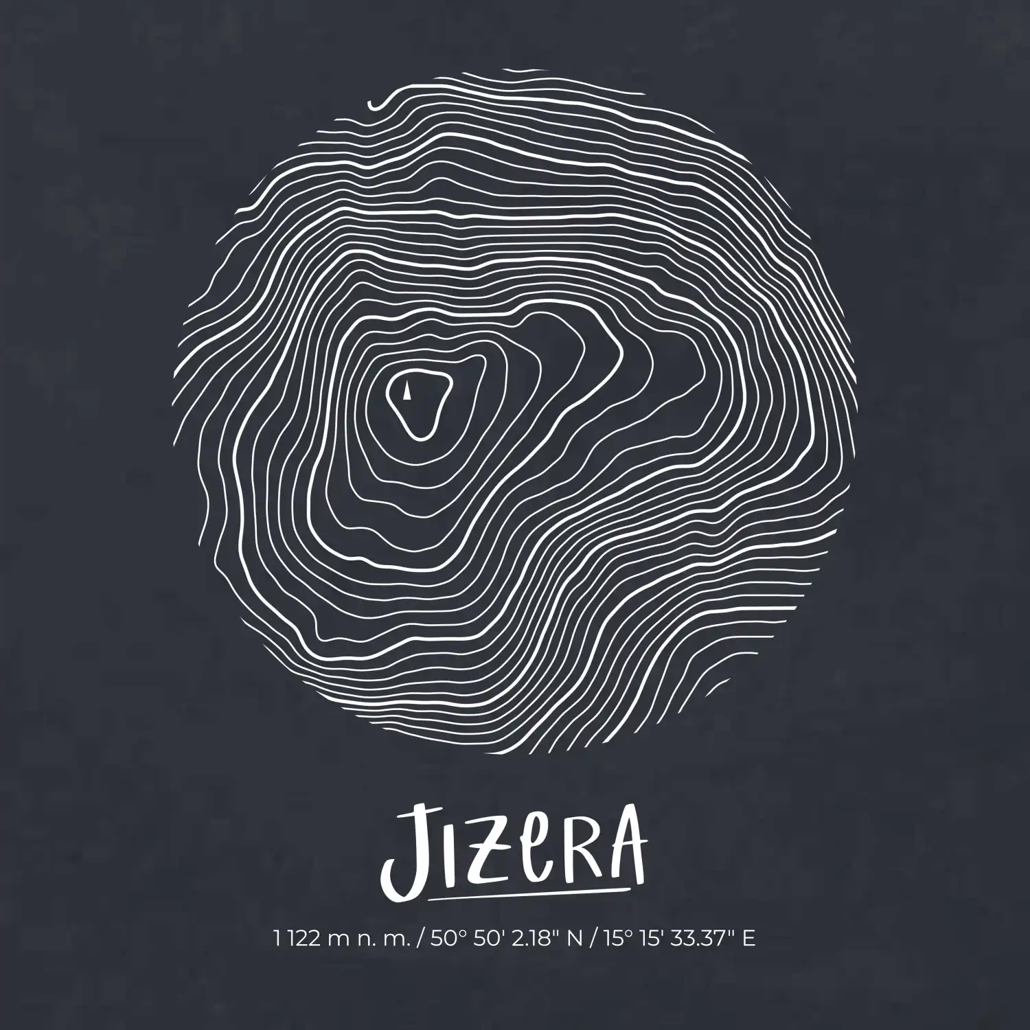 Jizera - vrstevnice v kruhu