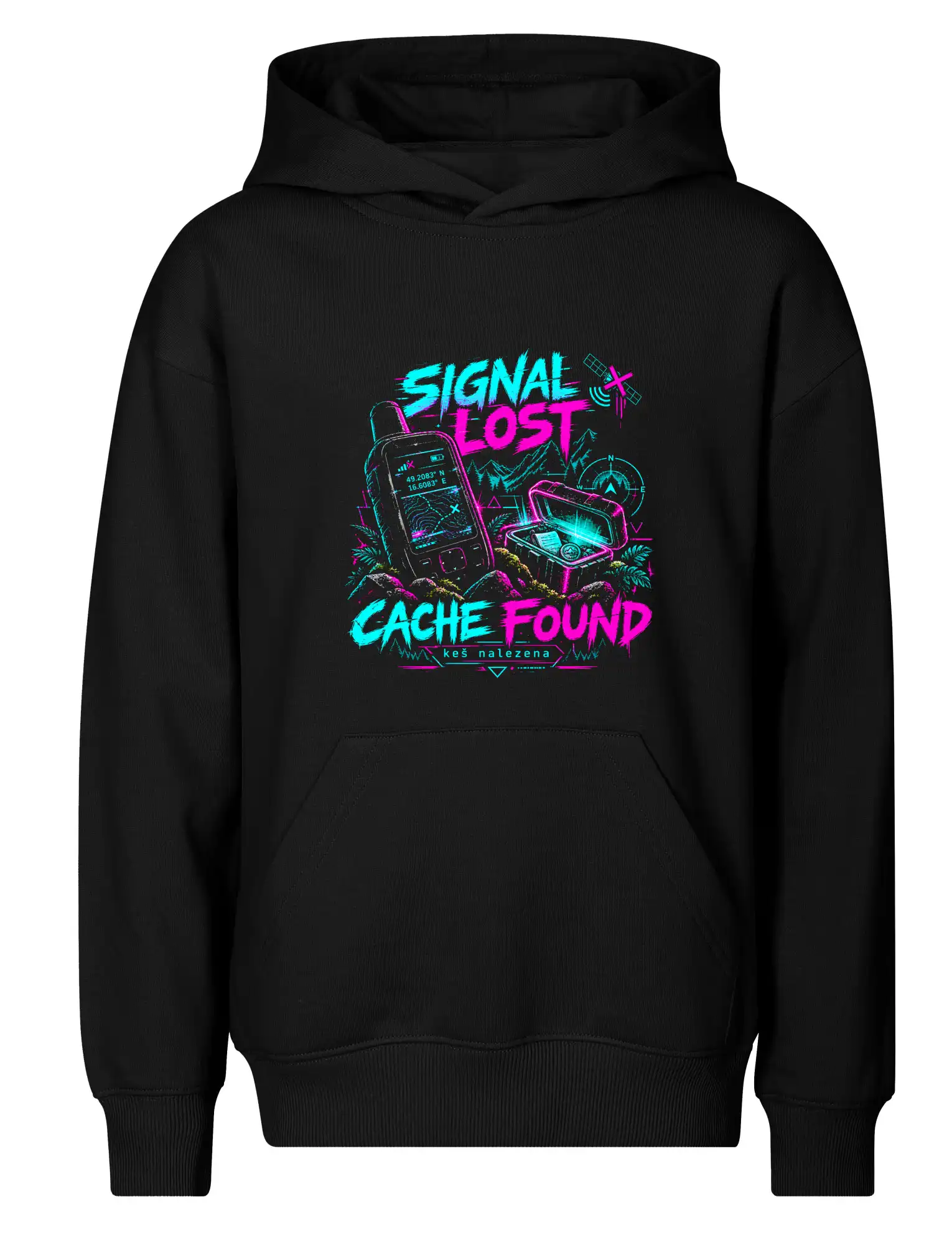 Signal lost cache found neonový GPS motiv