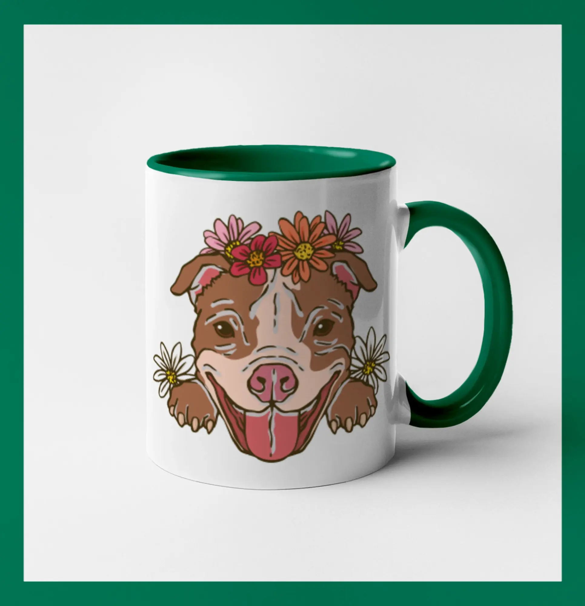 Americký stafordširský teriér hlava s květinami