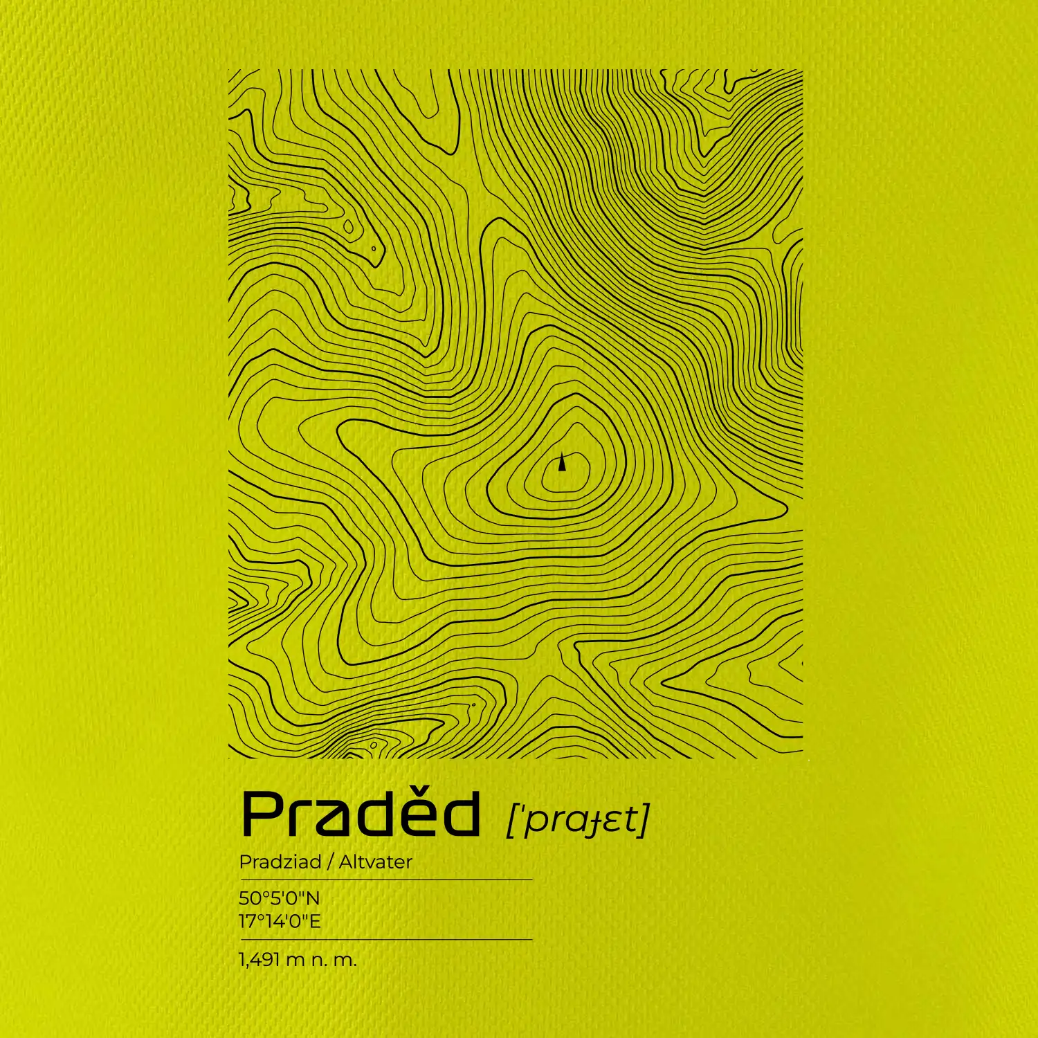 Praděd - vrstevnice v obdélníku