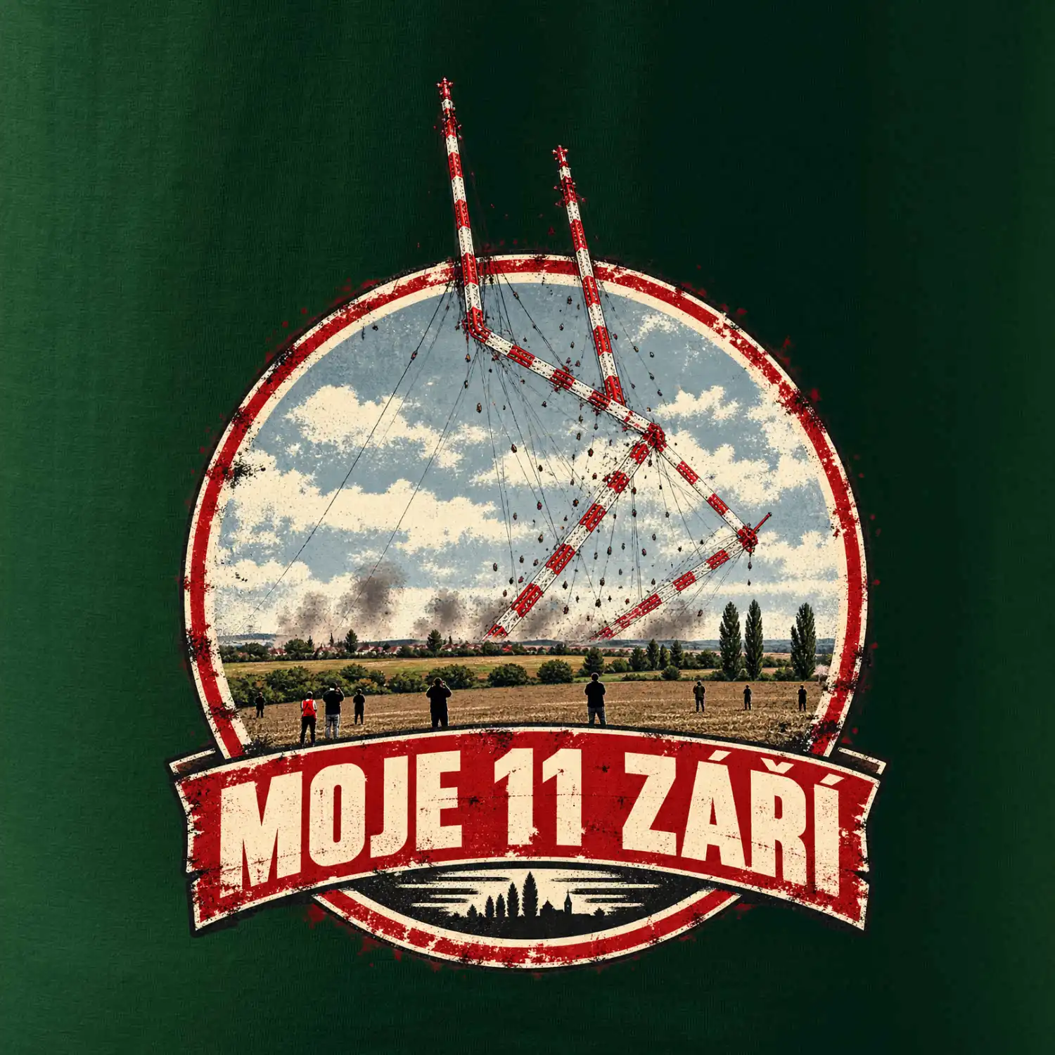 Liblice B bortící se věže moje 11 září retro odznak