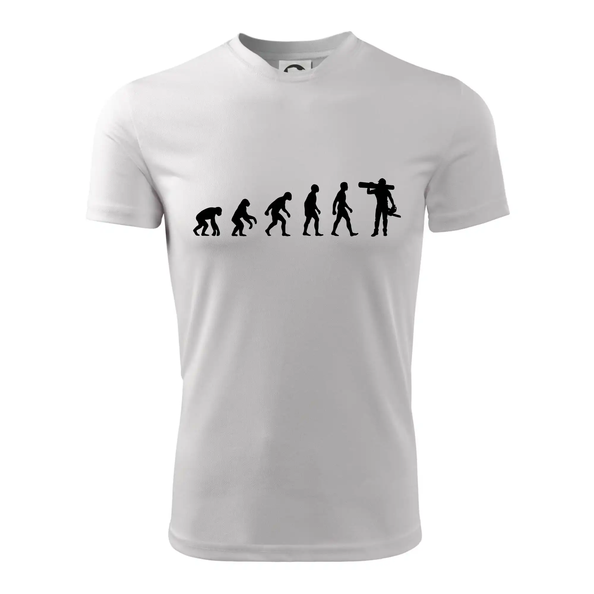 Evoluce dřevorubec - pila a kmen