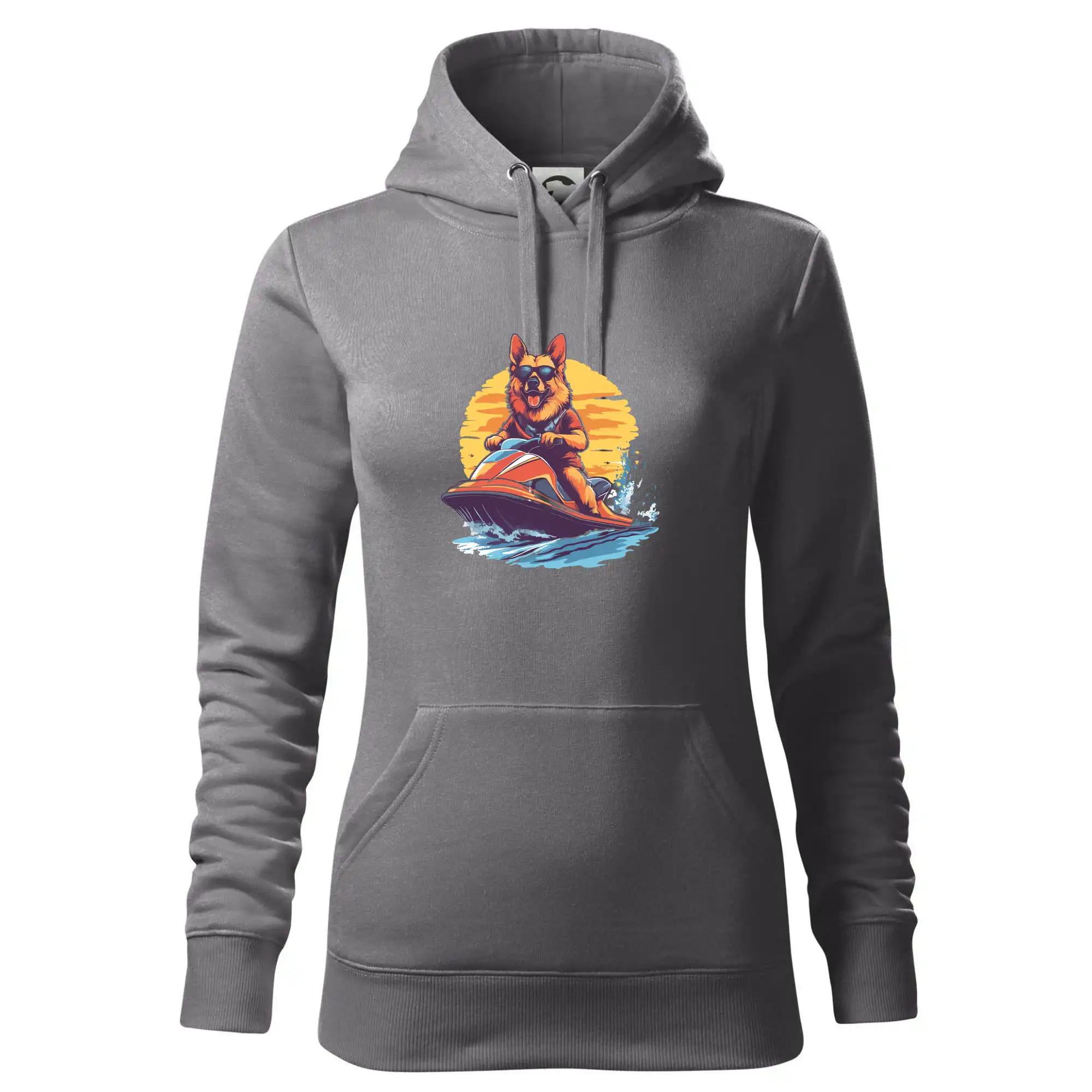 Německý ovčák na vodním skútru