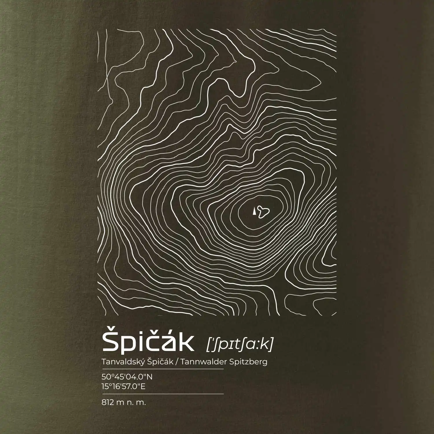 Špičák - vrstevnice v obdélníku