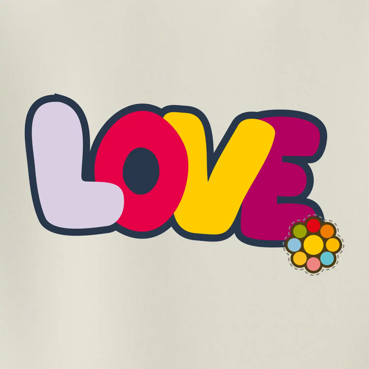 Love nápis s květinou