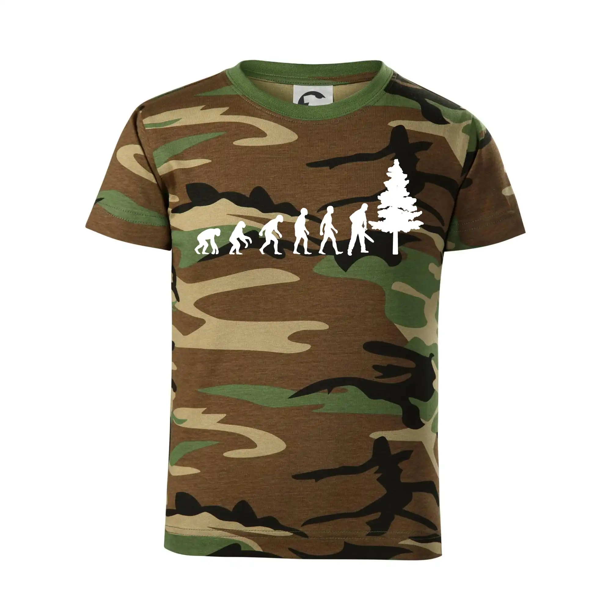 Evoluce dřevorubec - pila a strom