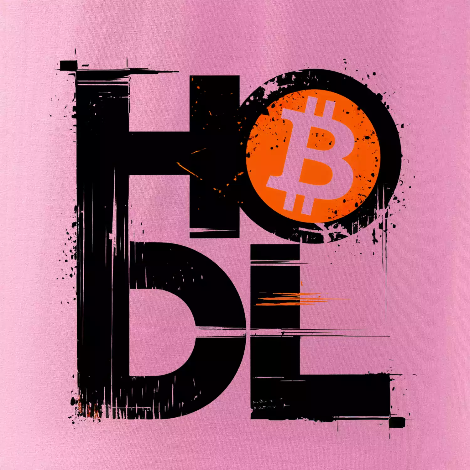 Hodl velký nápis a logo BTC