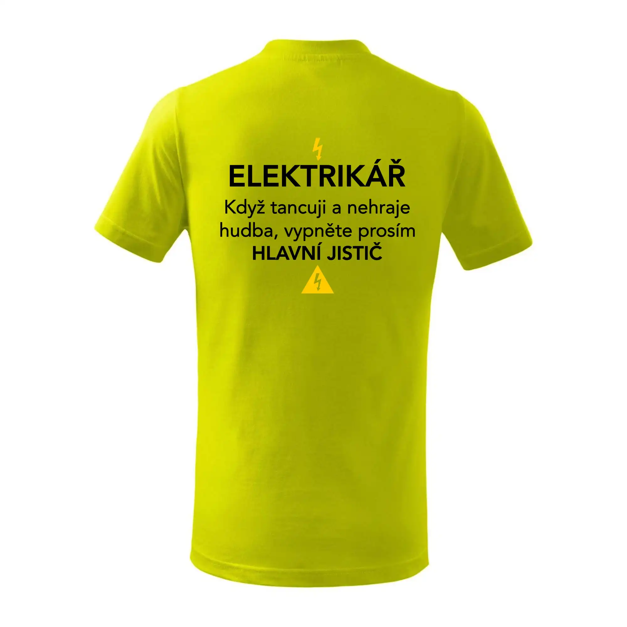 Elektrikář - hlavní jistič - Nápis na zádech
