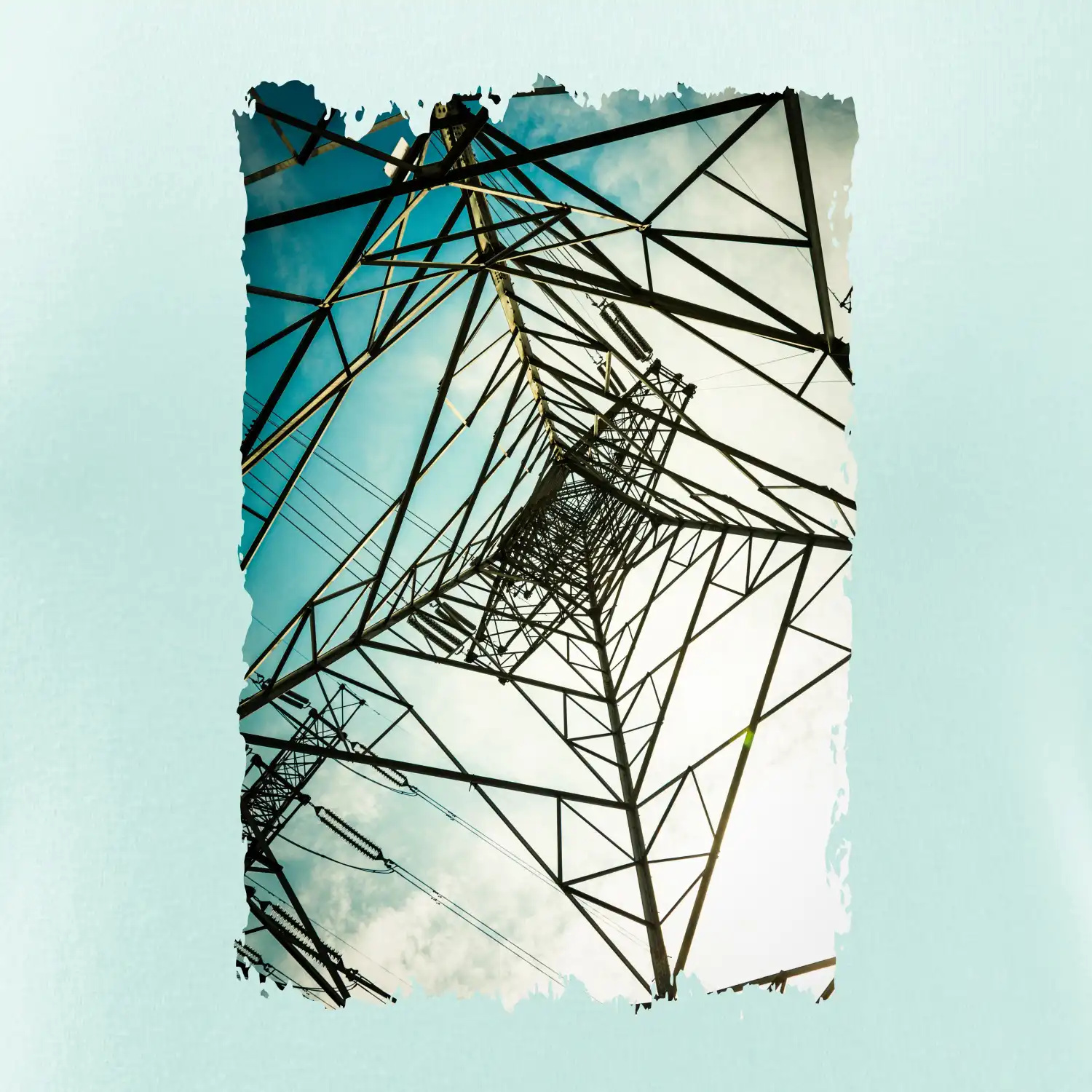 Barevné nebe - stožáry vysokého napětí