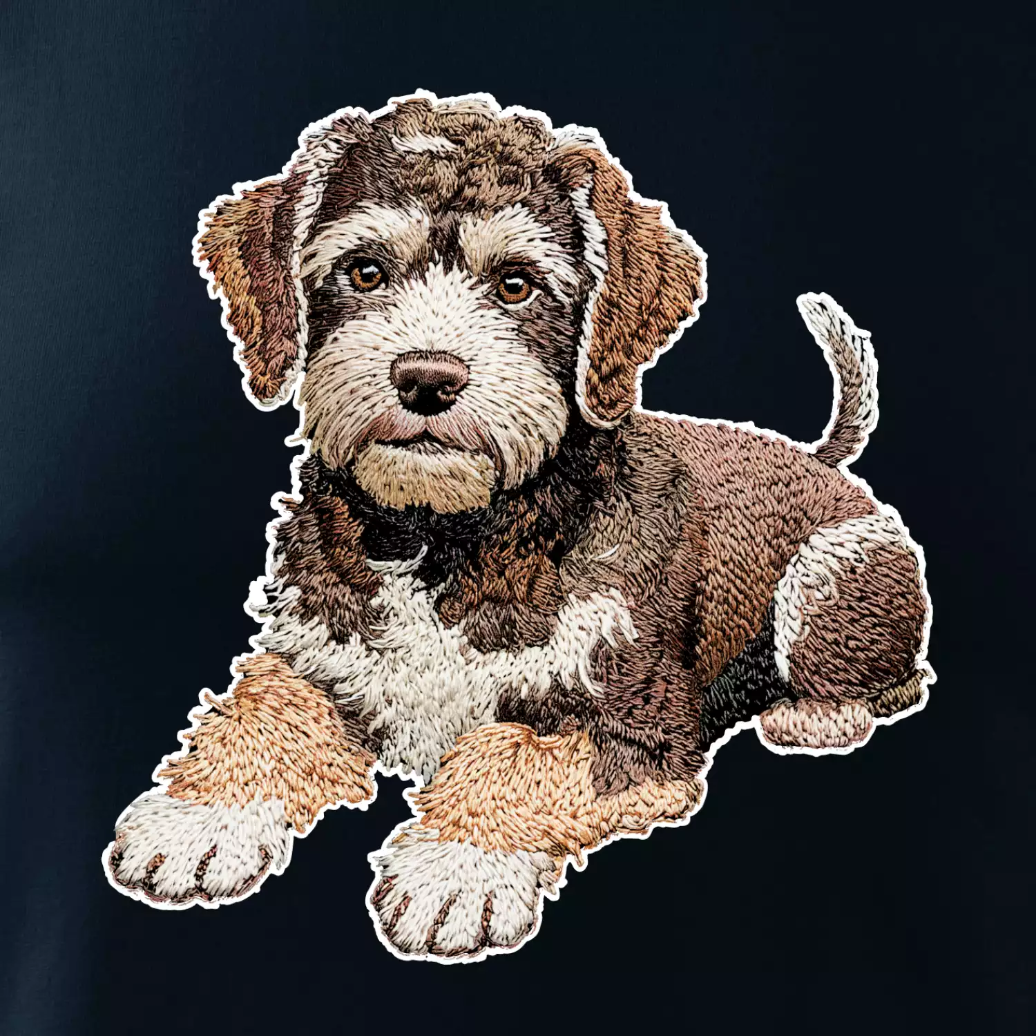 Lagotto romagnolo ležicí vyšívaný na prsu