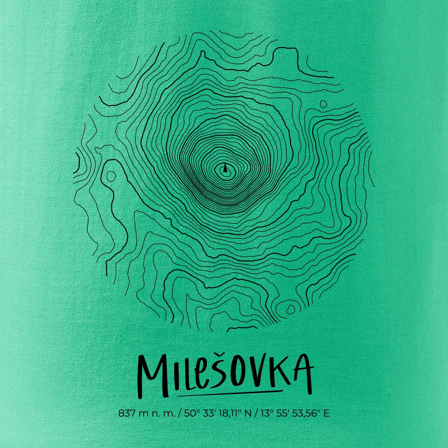 Milešovka - vrstevnice v kruhu